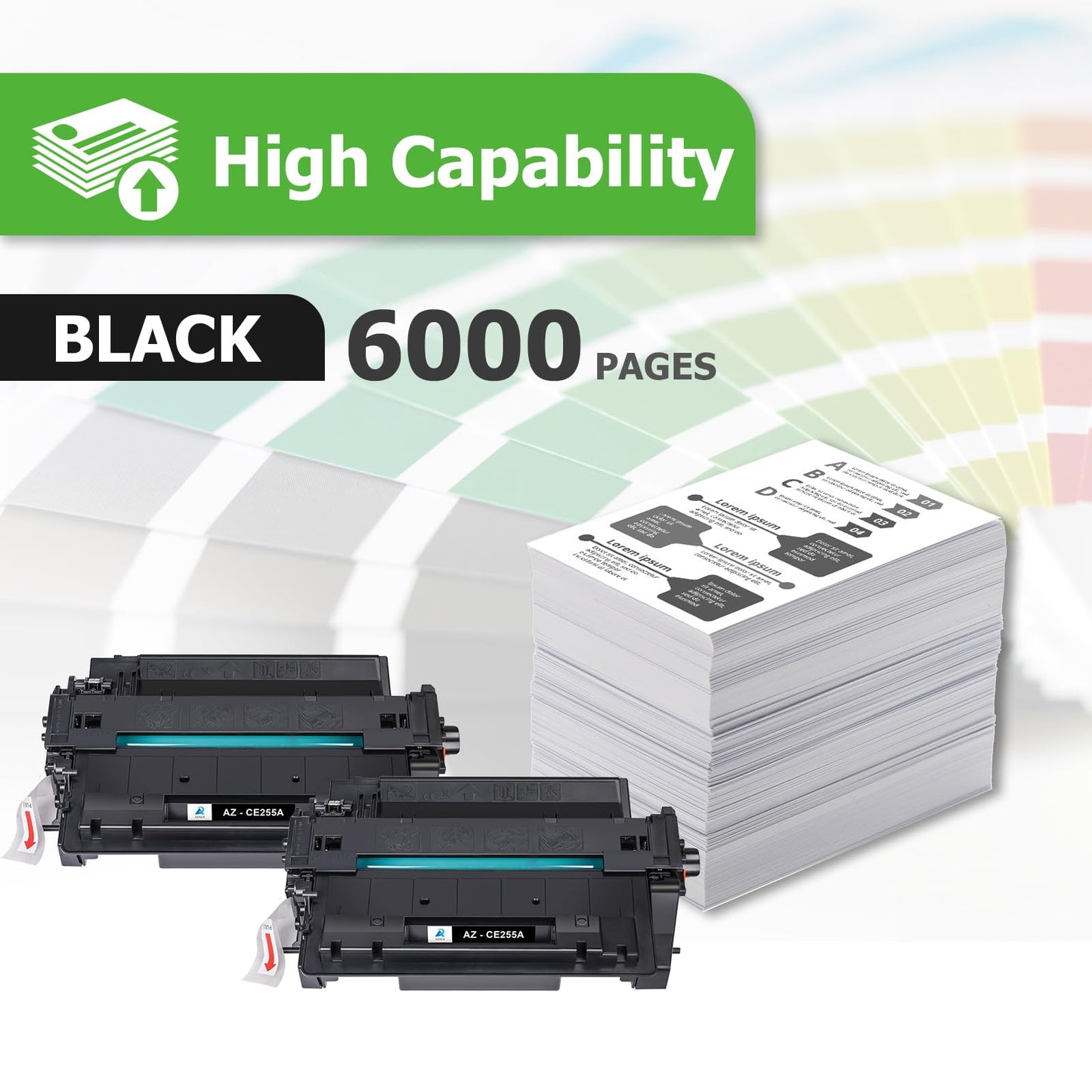 Aztech Compatible Toner Cartridge Replacement for HP 55A CE255A 55X CE255X P3015 P3015dn P3015x Pro 500 MFP M521dn M521dw M521 M525 Printer Ink (Black, 2-Pack)