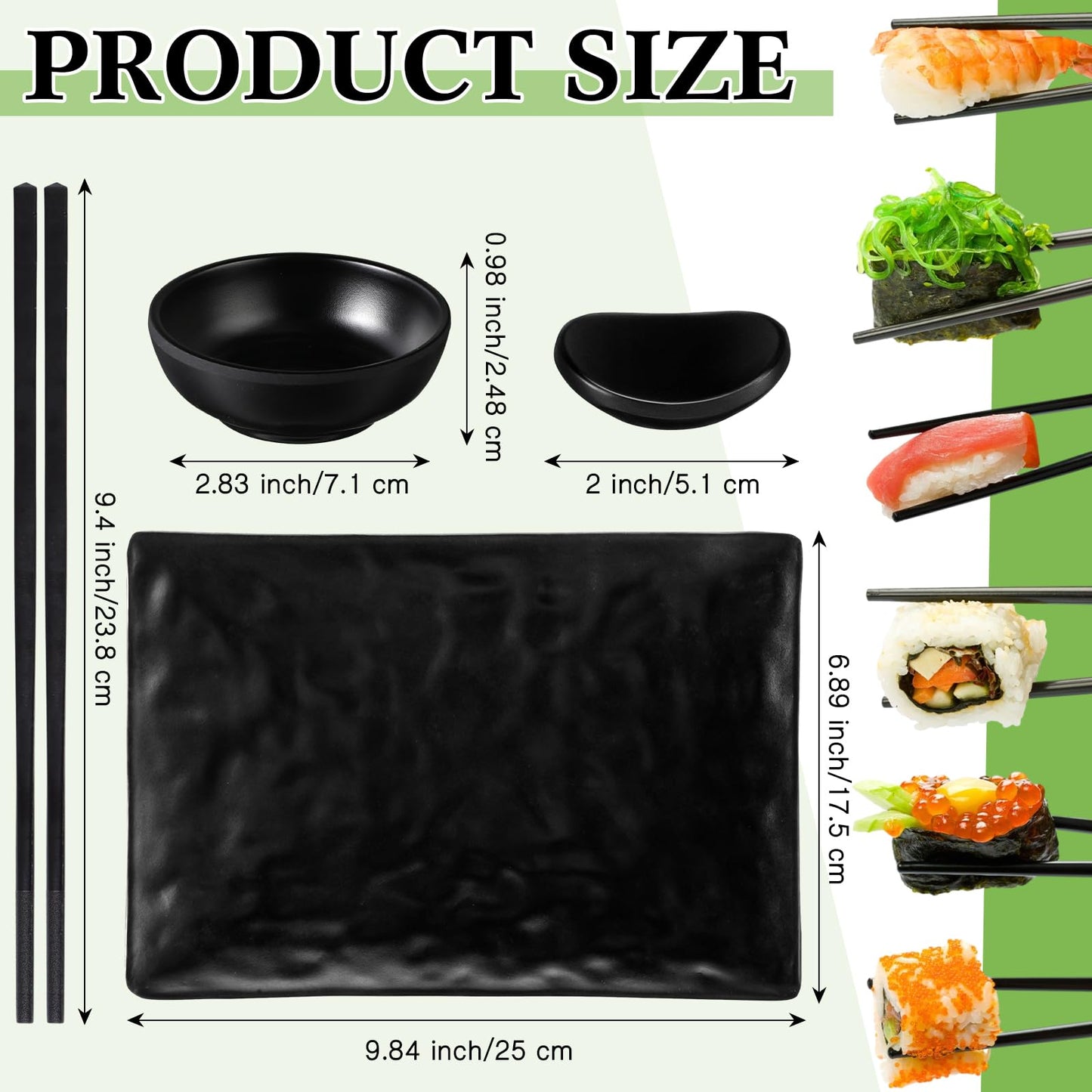 Didaey 16 Pcs Sushi Plate Set for Four, 4 Japanese Style Sushi Plates 4 Soy Sauce Bowls 4 Pair Chopsticks and 4 Chopstick Holders Sushi Dinner Dinnerware Set