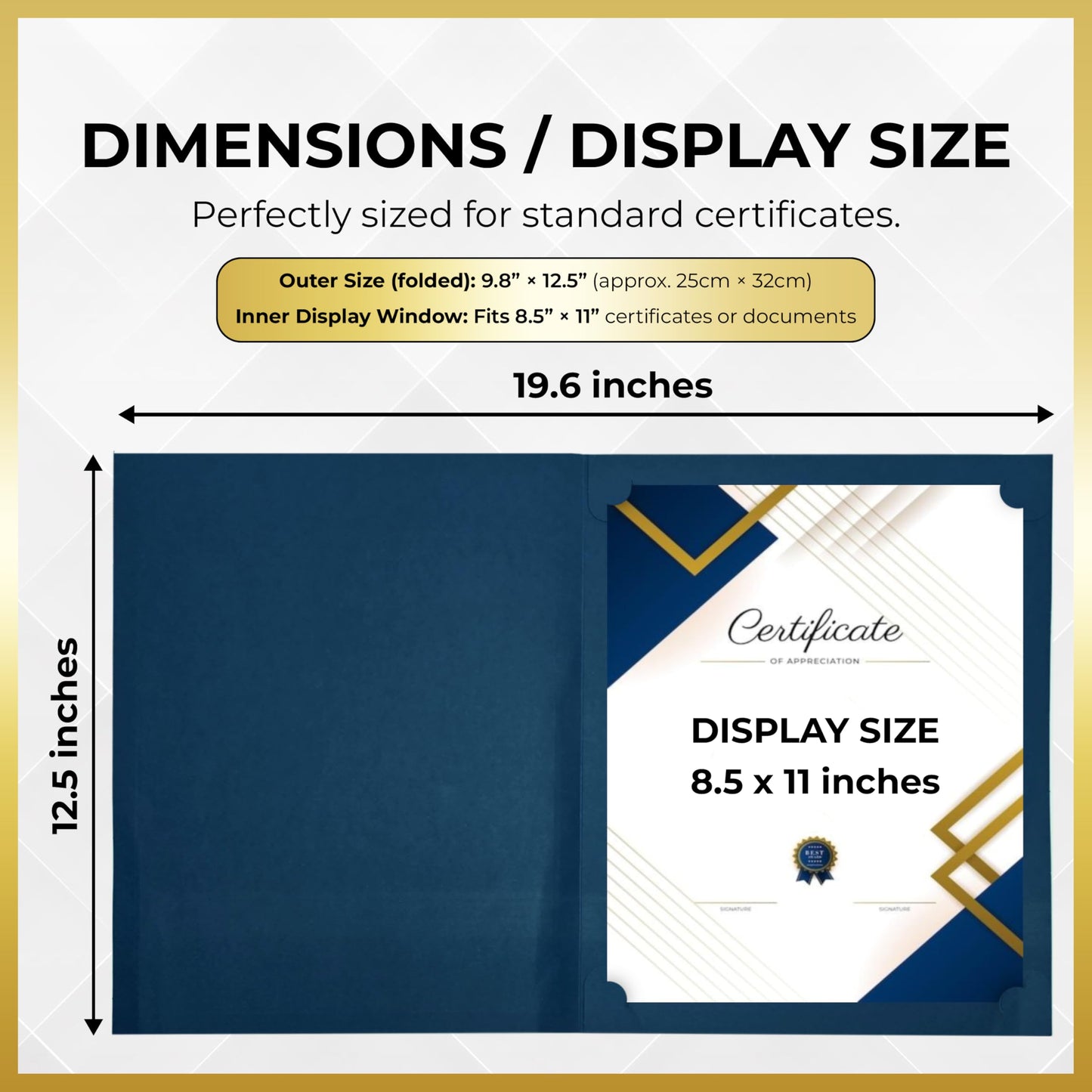 160 Pcs Certificate Holders Bulk, Navy Blue Diploma Covers Gold Foil Border, Document Covers for Letter Size 8.5x11 Award Certificates, Cardstock, Document Papers, Graduation