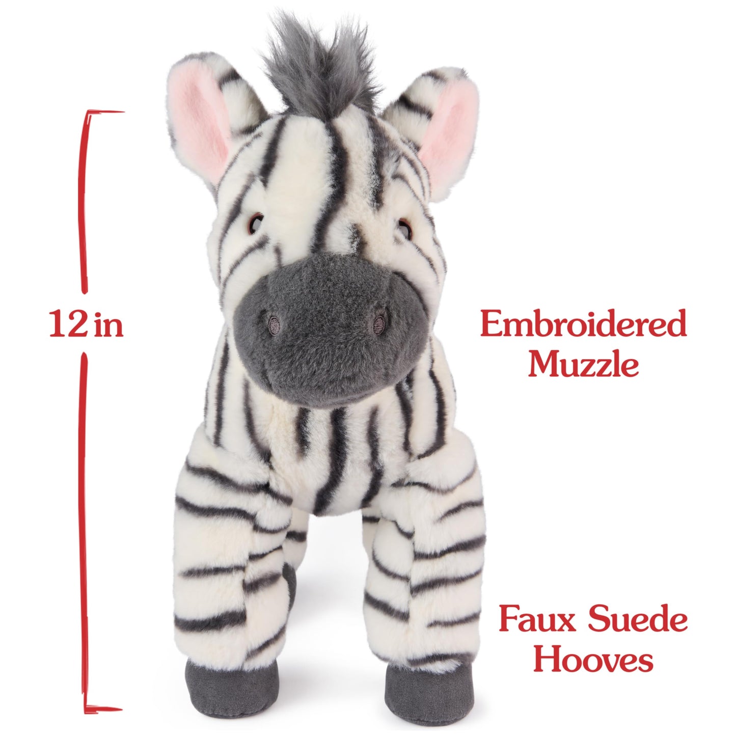 GUND Gemma Zebra Plush, Zebra Stuffed Animal for Ages 1 and Up, Gray/White, 12"