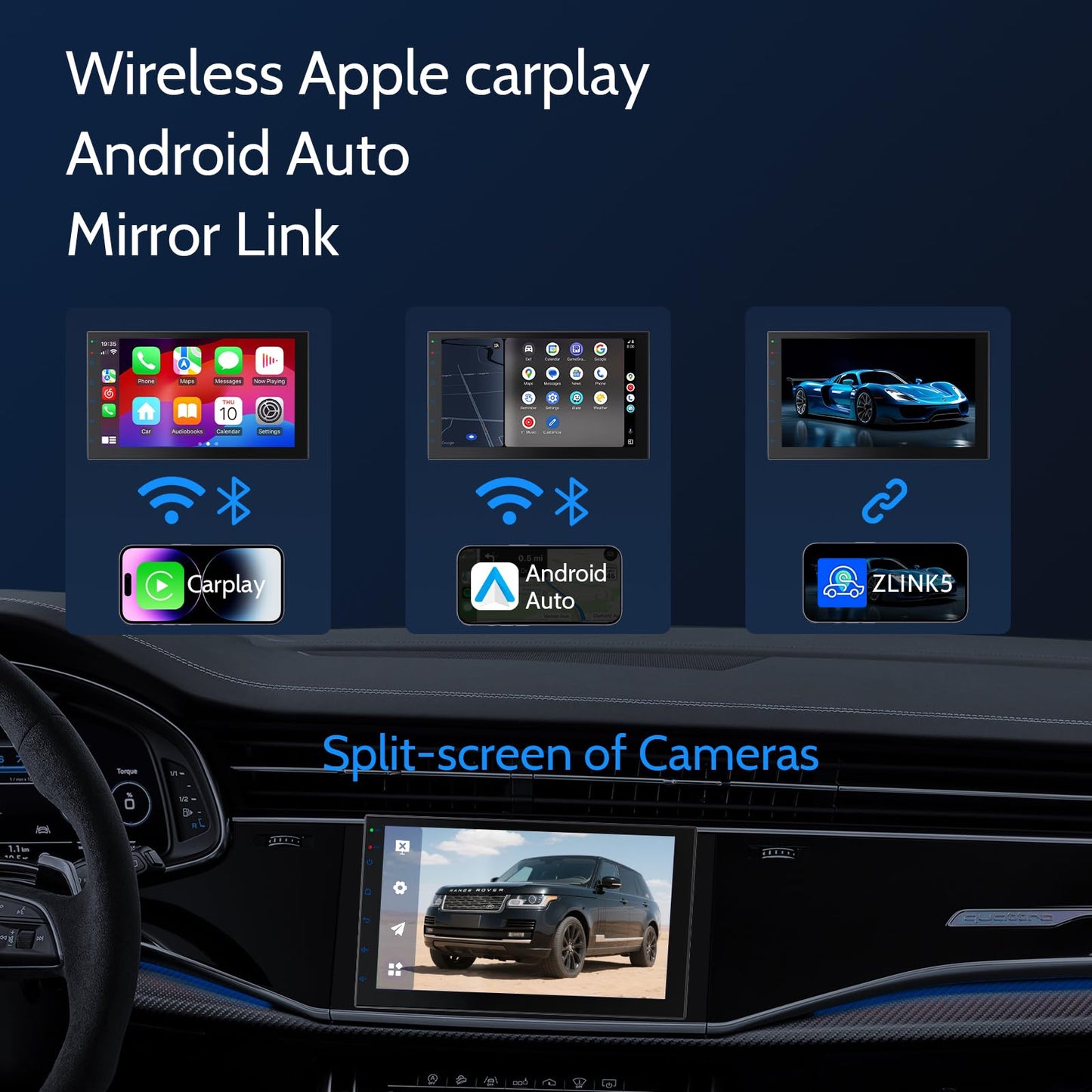 Haudio 7" Car Stereo Double Din Wireless Apple Carplay Radio Screen for Car Audio Receivers, Bluetooth 5.0 Car Play Android Auto Touchscreen, Channel RCA, Backup Camera, SWC, FM/AM|Car Audio Receivers