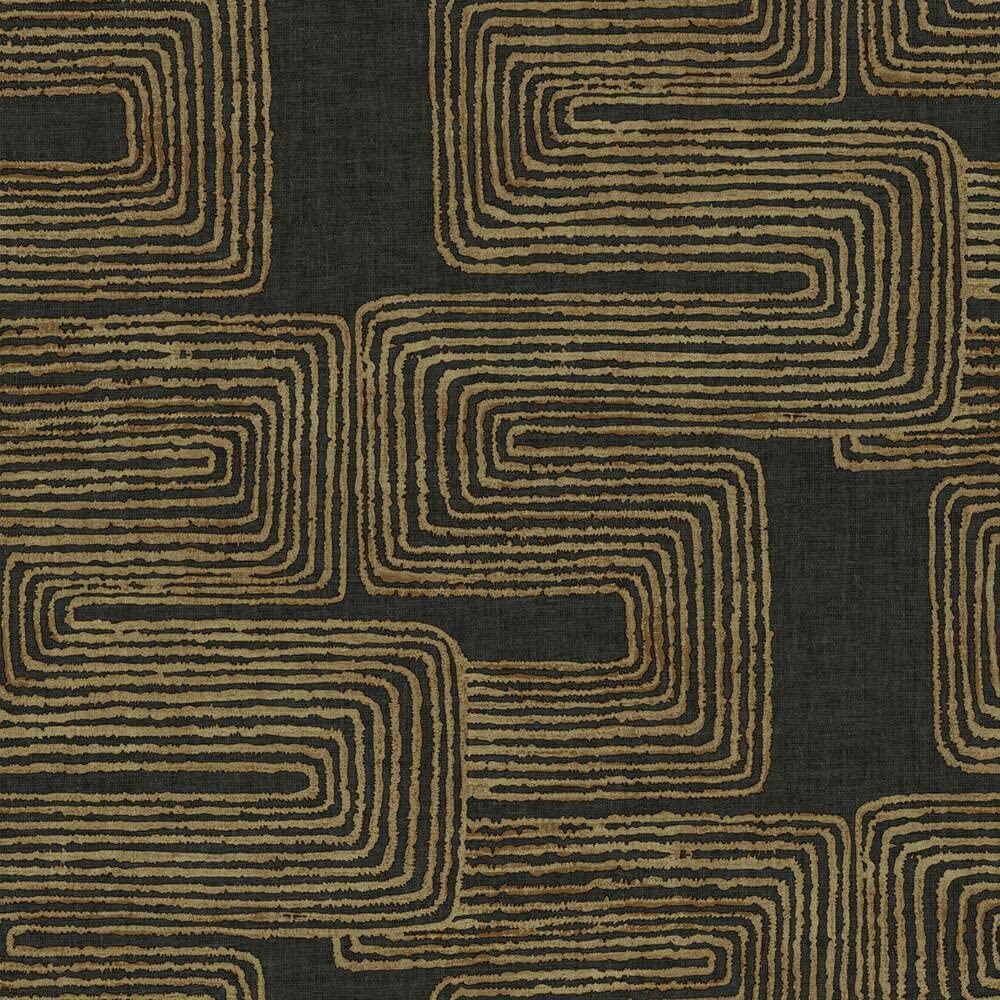 RoomMates RMK12213PL Nikki Chu Black and Metallic Gold Zulu Signature Peel and Stick Wallpaper