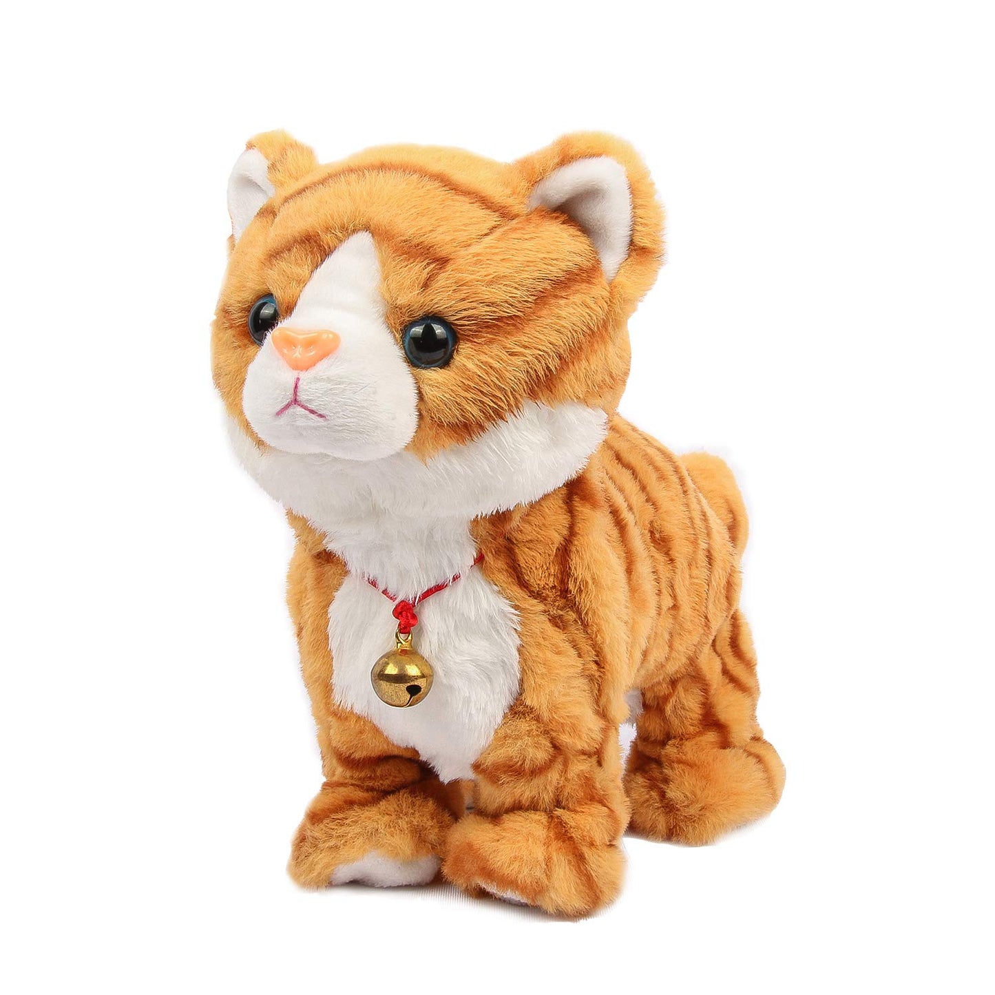 Smalody Plush Cat Walking Pet Sound Control Electronic Cat Interactive Toys Electronic Pets Robot Cat Stand Walk Electronic Toys Best Gift for Kids Children(Yellow)