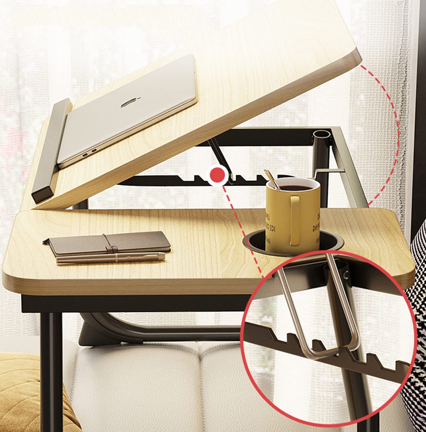 Laptop Desk for Bed,Asltoy Laptop Bed Tray Table,Foldable Lap Desk Stand Notebook Desk Adjustable Laptop Table for Bed Portable Notebook Bed Tray Lap Tablet with Cup Holder (Pink)