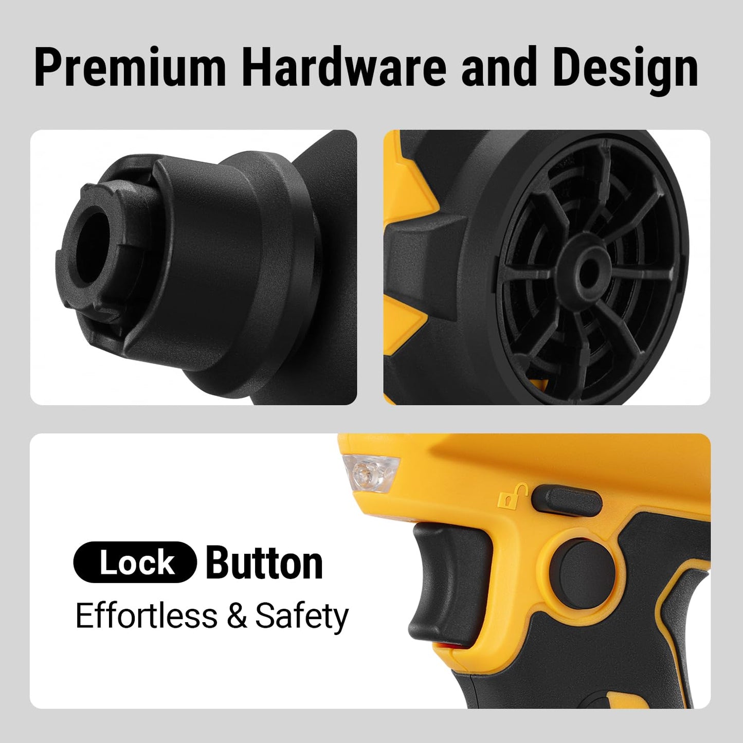 Cordless Compressed Air Duster Compatible with DeWalt 20V MAX Battery (Tool Only), 4-in-1 Portable Blower Inflator Vacuum Deflator, 360MPH, 51,000 RPM Brushless Motor, 3-Speed for PC Cleaning, Air Bed