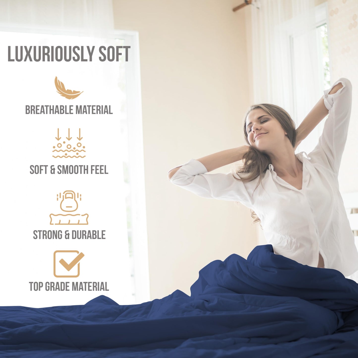 Abeero Home Queen Sheet Set - Luxury Hotel Bed Sheets - Soft Cooling Sheets with Elastic Corner Straps - Deep Pocket Microfiber Bedsheet - Bedding Sheets & Pillowcases - 4 PC (Queen Size, Navy Blue)