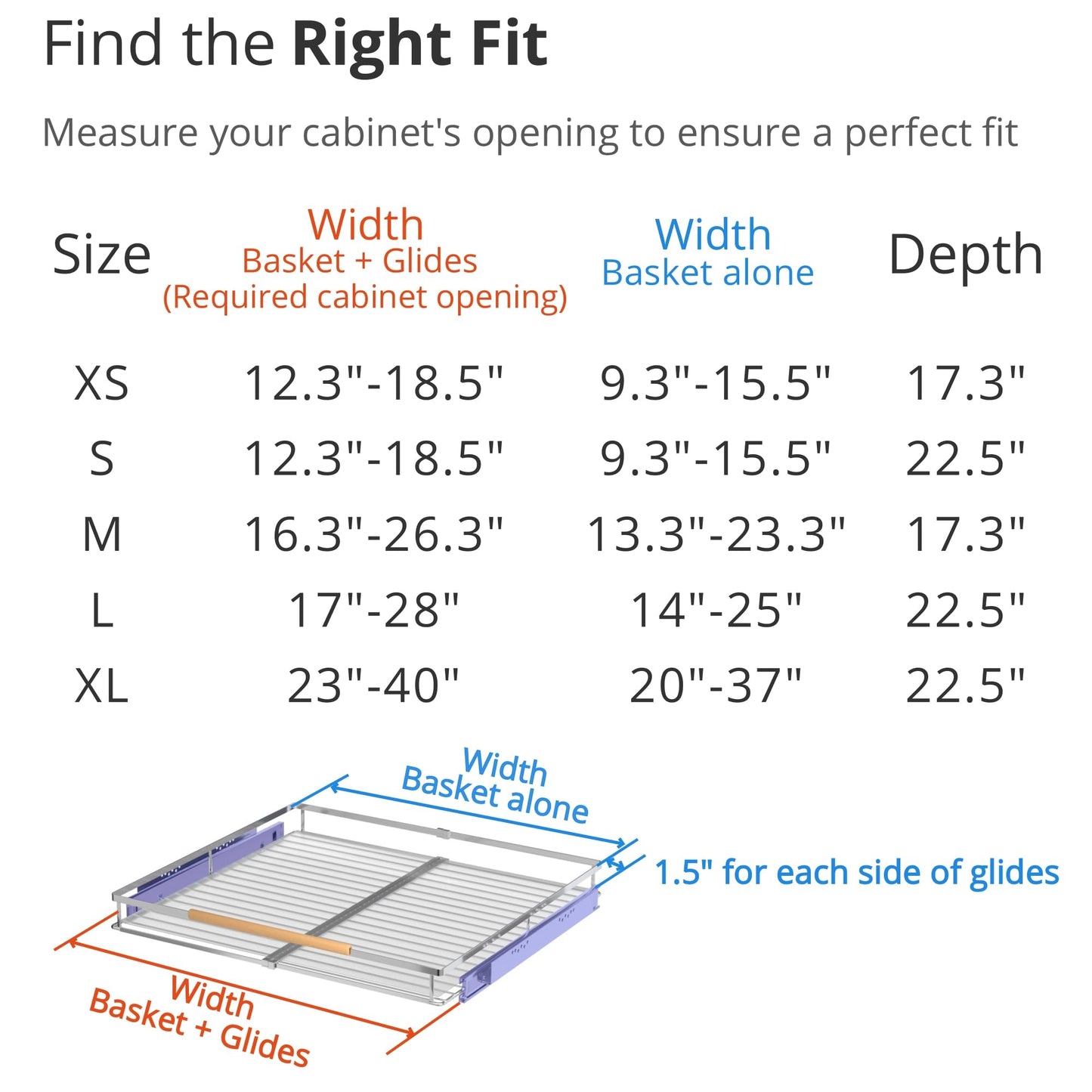 KIKIBRO Pull Out Drawer Cabinet Organizer, Expandable Slide Out Storage Shelves - Heavy Duty, Durable and Smooth Slide-Out, Opening Size Required 16.3"~26.3" 2 Pack