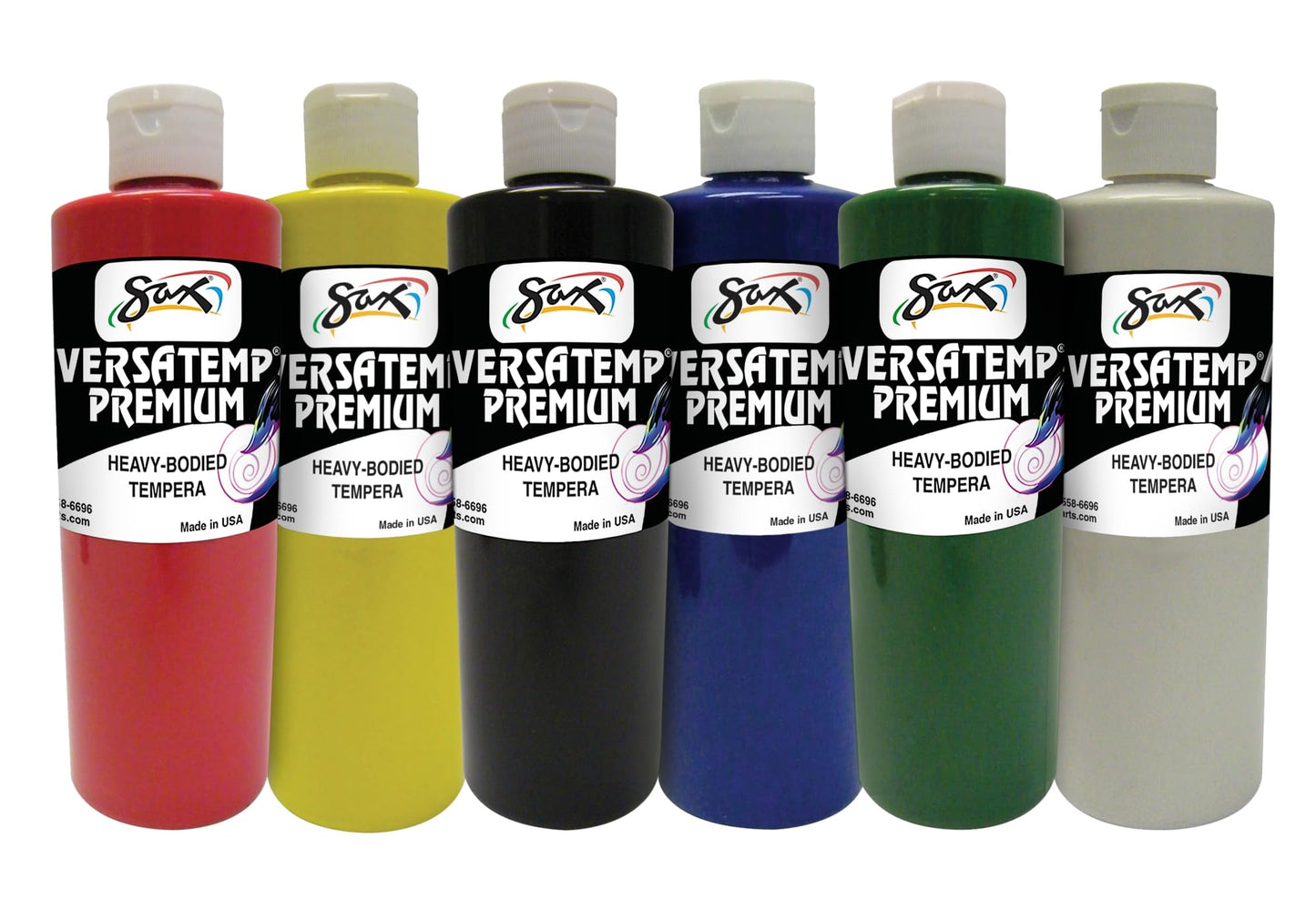 Sax Versatemp Premium Heavy-Bodied Tempera Paints, Assorted Colors, 6 Pints