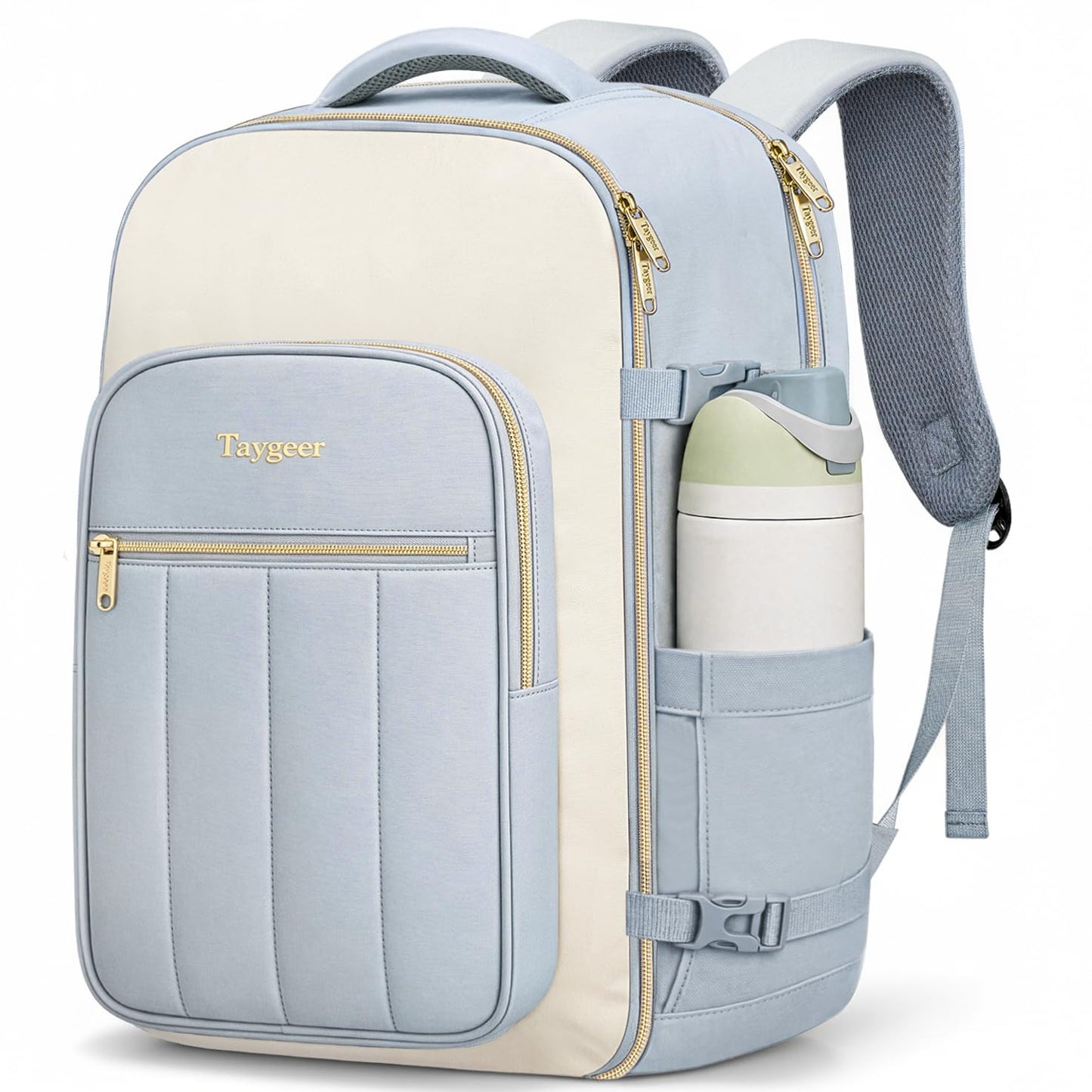 Taygeer Quilted 40L Travel Backpack with Connected Compartments, Underseat Puffer Luggage Backpack with 3 Packing Cubes, TSA Flight Approved Travel Carry on Bag Fits 17.3 inch Laptop for Women, Blue
