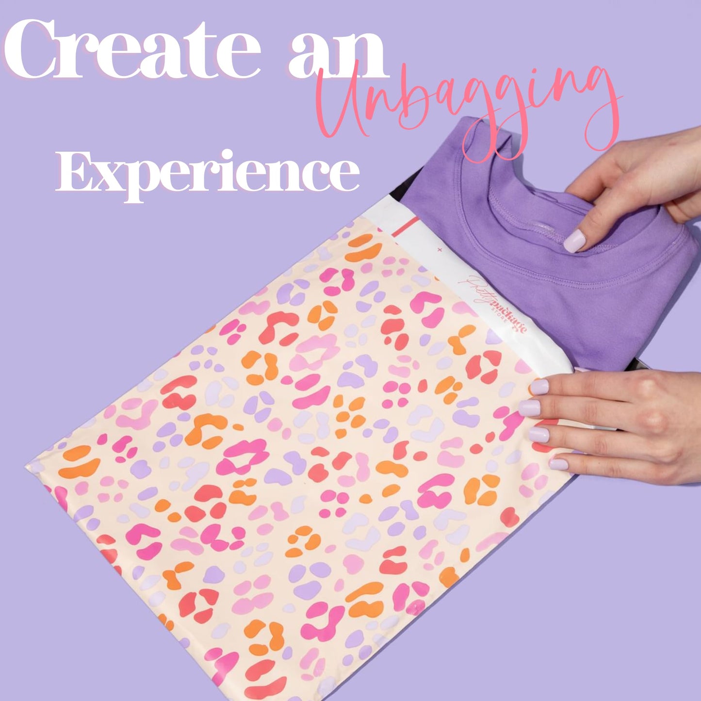 Pretty Package Store 14.5x19 Designer Poly Mailer 100 Pack Heavy Duty Waterproof Self Seal Shipping Bags for Small Business Large Mailing Envelopes Bulk Tear Resistant Packaging Pink Orange Leopard