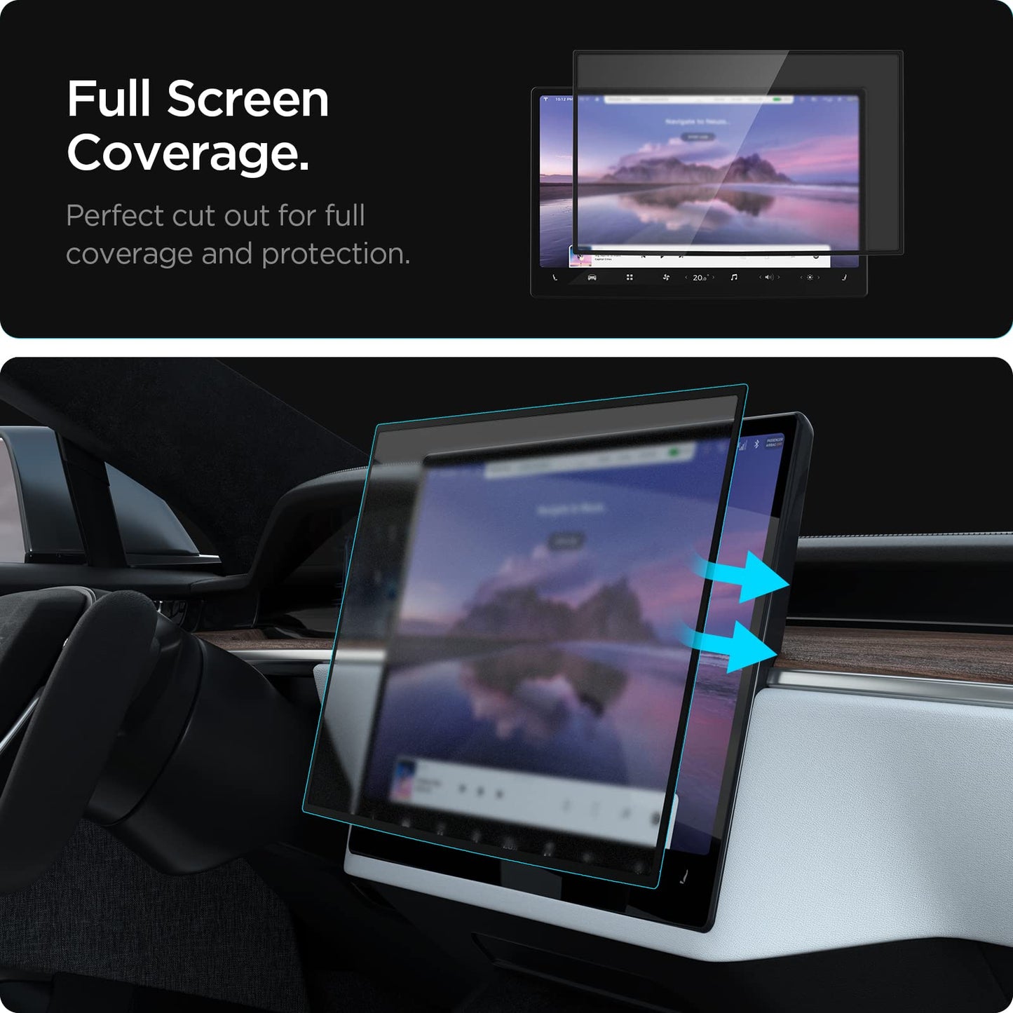 Spigen Tempered Glass Screen Protector [GlasTR EZ FIT] Designed for Tesla Model S (2025-2021), Tesla Model X (2025-2022) 17 inch Dashboard Touchscreen - Matte/Anti Fingerprint