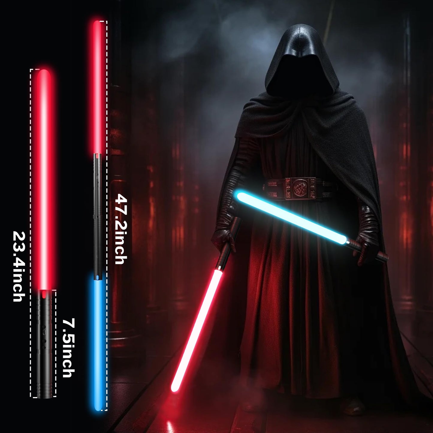 Lightsaber, Light Sabers with RGB 15 Colors, USB Rechargeable Lightsabers with FX Sound and Motion Sensors, Light Saber Sword Toy for Kids, Halloween Xmas Gift, Galaxy War Fighters Cosplay, 2Packs