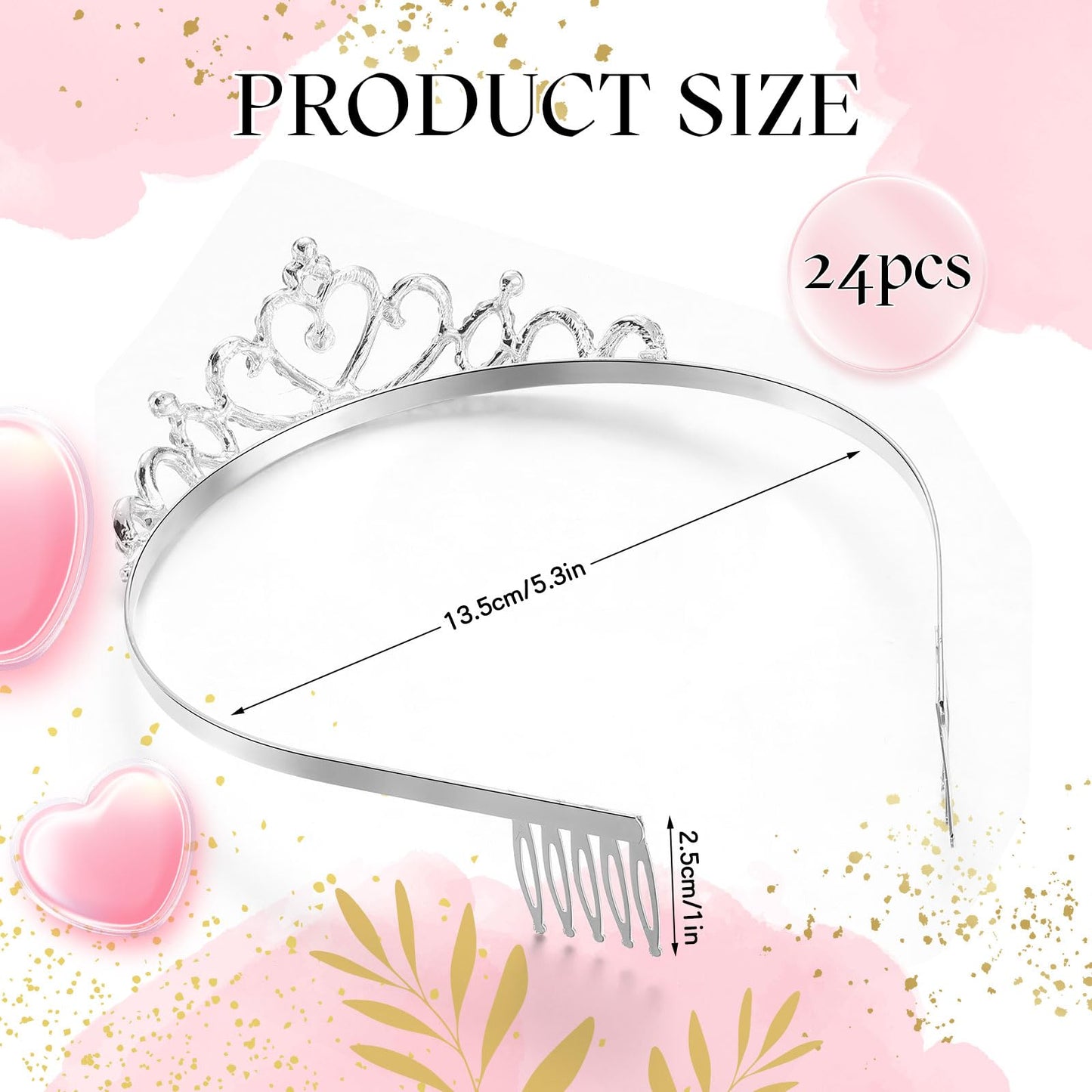 Yuefunny 24 Pcs Crystal Tiara Headbands for Women Princess Headband Silver Crown with Combs Tiaras and Crowns for Pageant Bridal Prom Party(Modern,Silver)