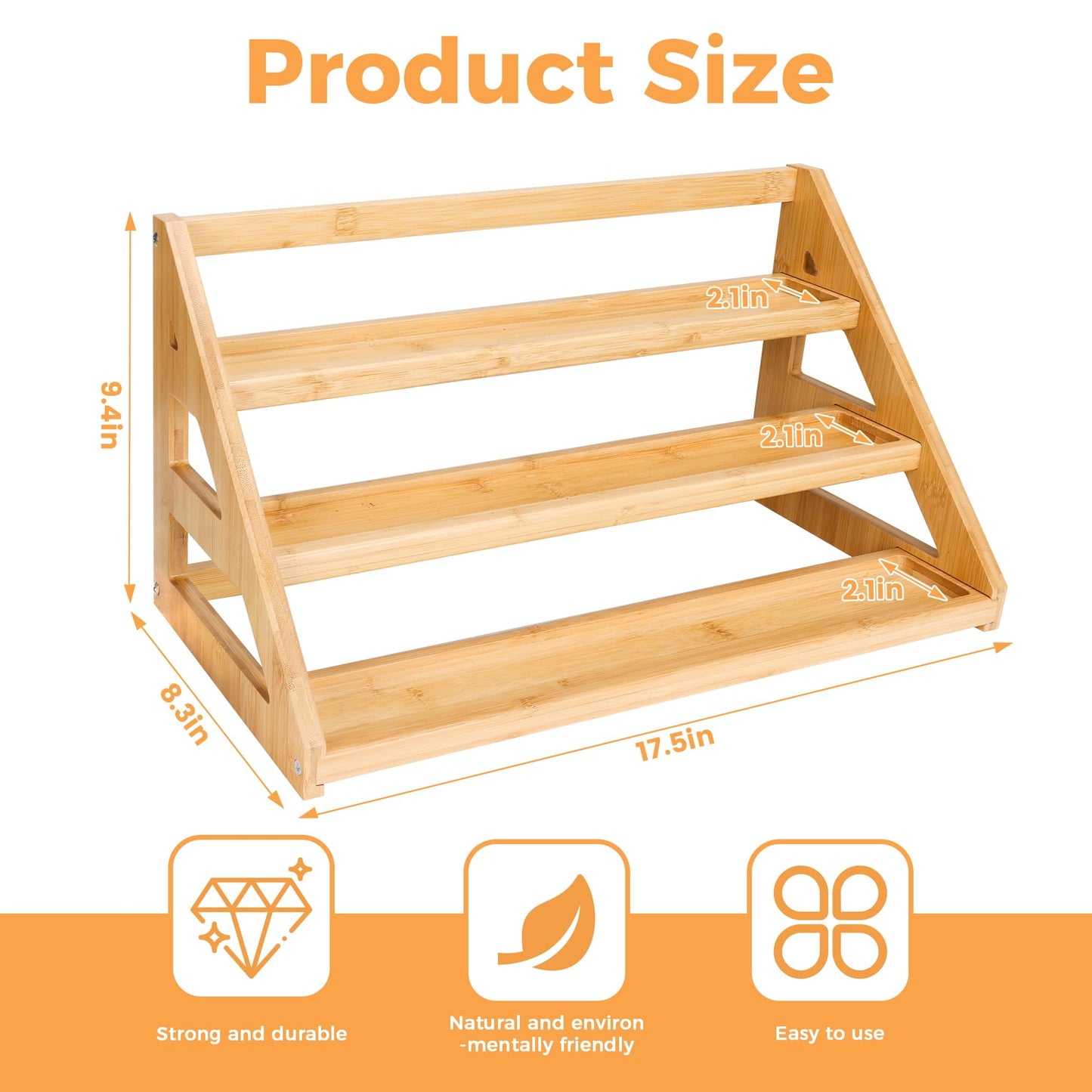 MNADSFKJ Bamboo Tiered Spice Rack, for Countertop Spice Organizer for Pantry Spice Shelf Organizer Kitchen Spices Rack，Cabinet spice rack，Cabinet seasoning rack