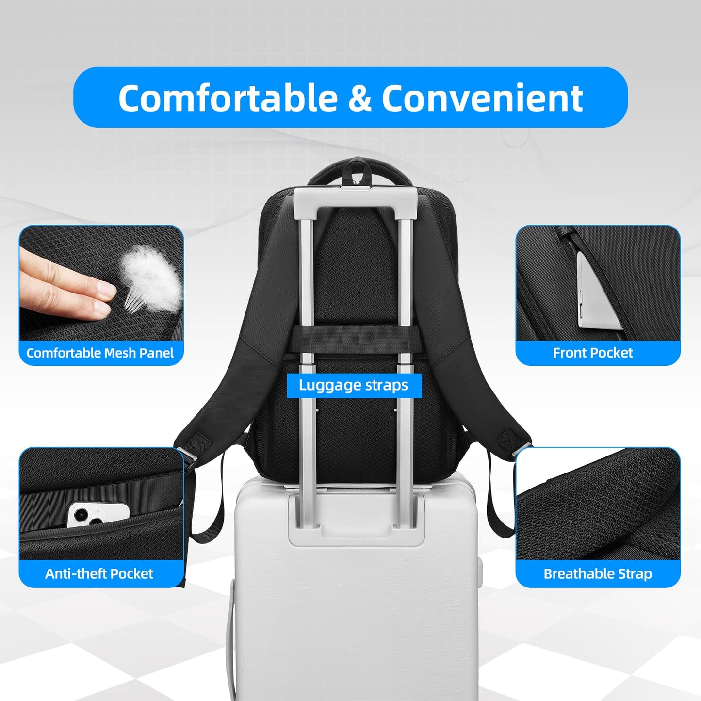 GYakeog Slim Business Laptop Backpack for Men 15.6 Inch Computer Lightweight Anti-Impact Protection Travel Backpacks Water Resistant Laptop Bag for Work Office College-Black