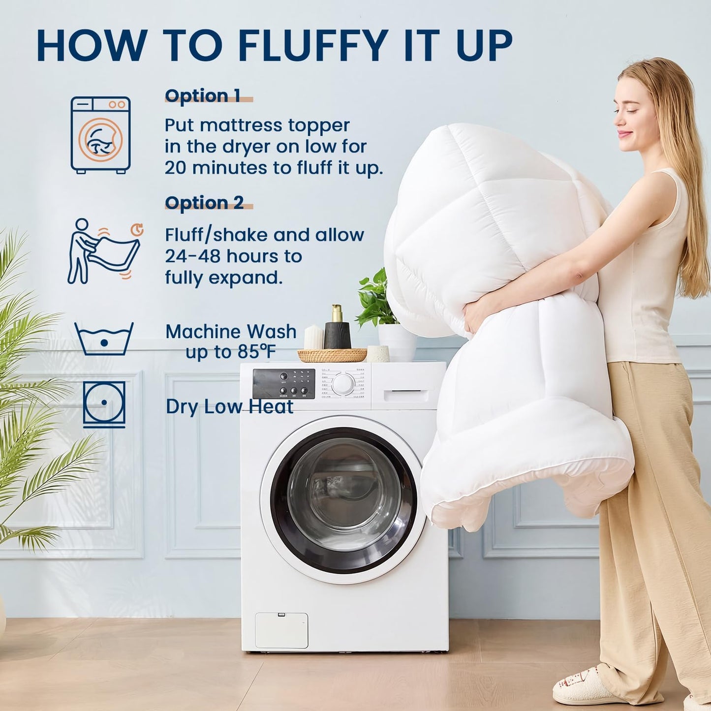 YUGYVOB Full Size Mattress Pad Extra Thick, Cooling, and Breathable Mattress Topper 8-21" Deep Pocket Soft Down Alternative Fi