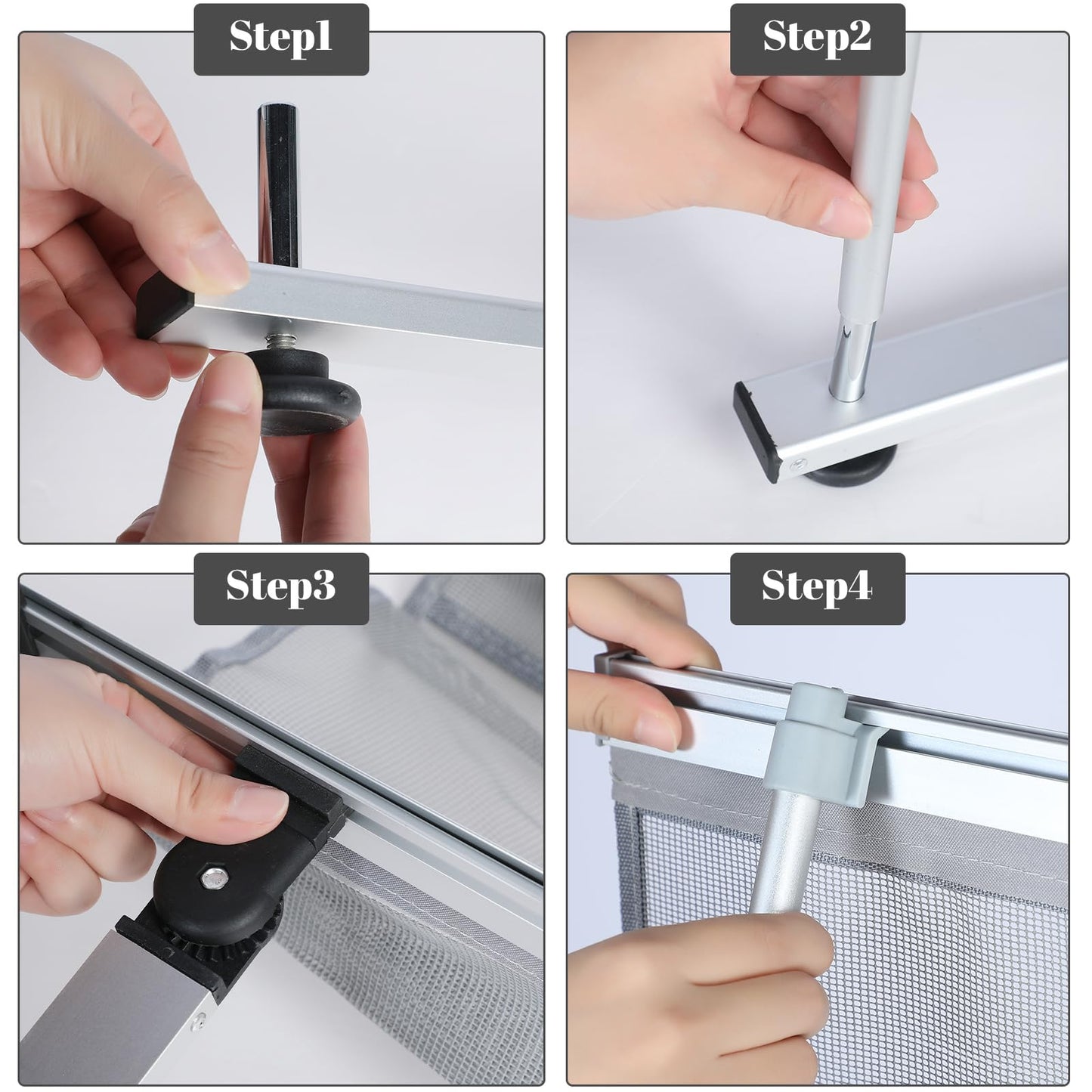 Outus 1 Pcs Literature Stand Magazine Display Rack with 4 Pocket, Portable Roll up Mesh Foldable Trade Show Display with Carrying Bag, Lightweight Magazine Rack Floor Standing for Exhibition Office