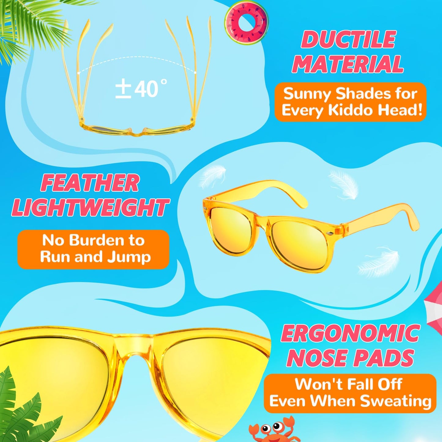 Kids Sunglasses Bulk Party Favors - Boys Girls Sunglasses for Kids Age 3-8, Neon Sunglass with UV400 Protection, Goodie Bags Stuffer for Kid Birthday Party Supply, End of Year Student Gifts (64 Packs)