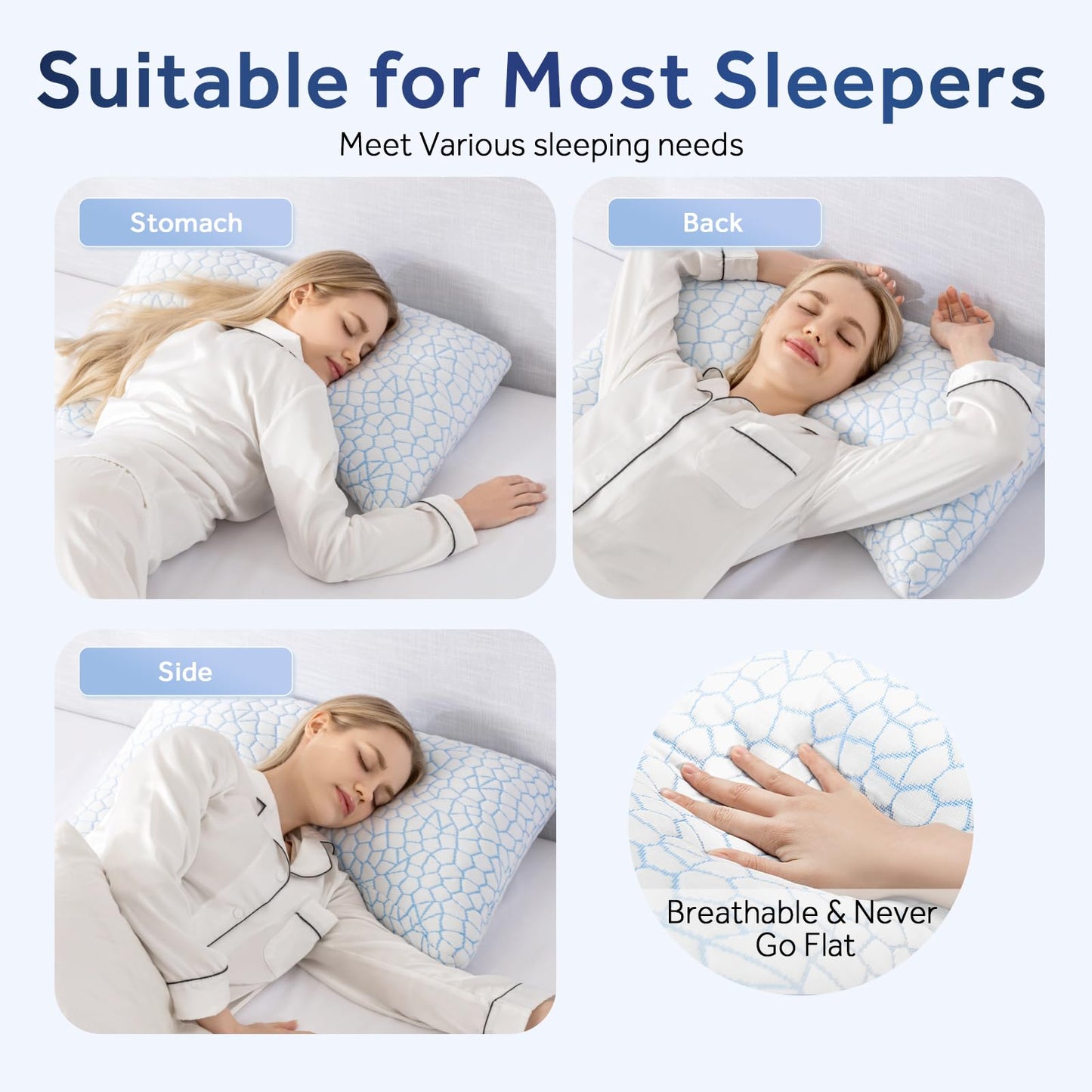 QUTOOL Side Sleeper Pillow for Adults, Adjustable Crescent Pillow with Shredded Memory Foam, Double-Sided Cooling Cover, Curved Bed Pillow for Neck and Shoulder Support, Extra 200g Fill, Queen 1 Pack