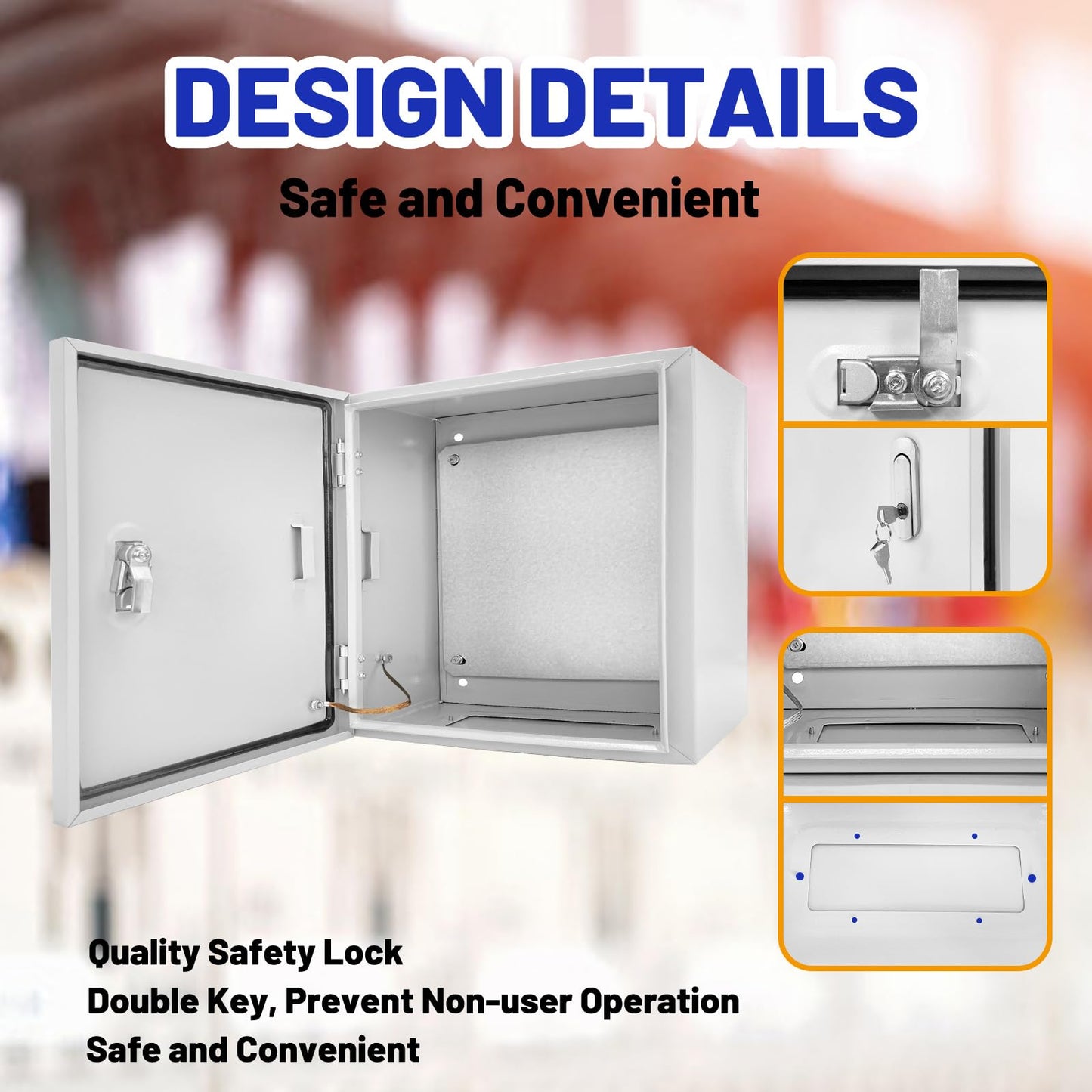 CXCESNS Outdoor Electrical Box 12 x 12 x 8''D NEMA 4X Enclosure Steel Box, Waterproof & Dustproof Outdoor/Indoor Lockable Electrical Junction Box, with Mounting Plate