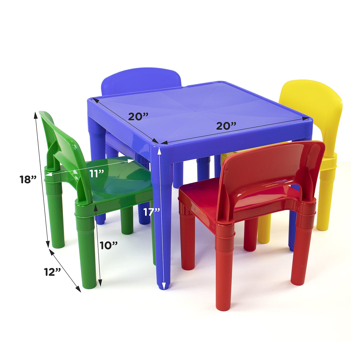 Tot Tutors Kids 5 Piece Square Table and Chair Set