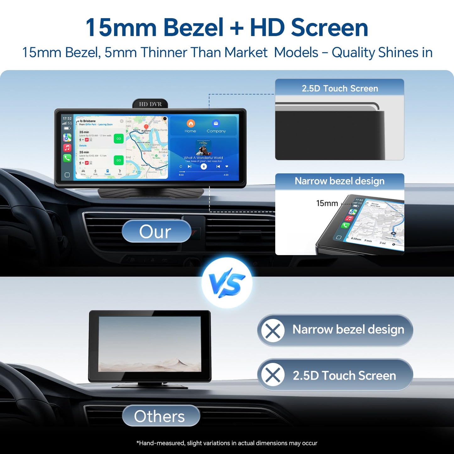 Haudio Portable Wireless Carplay Car Stereo, 10.26" HD Touchscreen for Car with Apple CarPlay & Android Auto with Backup Camera, GPS, Bluetooth, Voice Control, Mirror Link, FM, AUX, Universal Fit