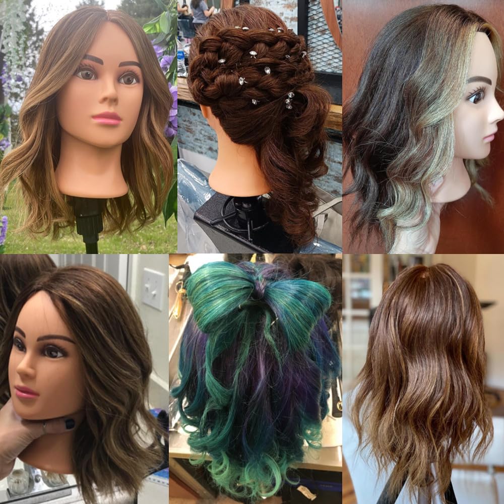 Hairingrid Mannequin Head 20"-22" 100% Human Hair Hairdresser Cosmetology Mannequin Manikin Training Head Hair and Free Clamp Holder (1906LB0414)
