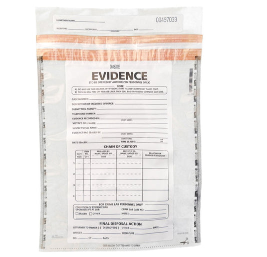 Crime Scene Medium Plastic Evidence Bag - 10 x 13 inches, Pack of 100