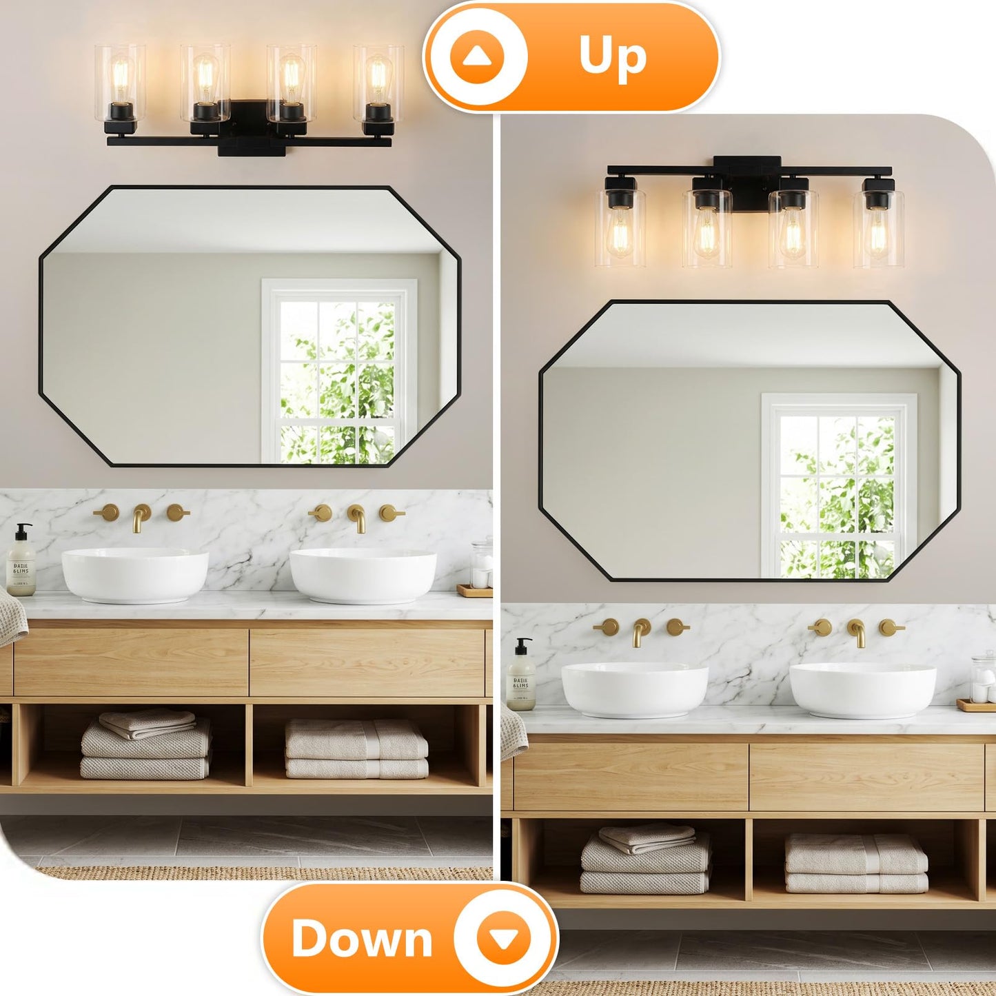 BesLowe 27" 4-Light Bathroom Light Fixture, Modern Black Bathroom Vanity Light, Bathroom Lighting Fixtures Over Mirror, Matte Black Wall Lamp, Wall Lights for Living Room Bedroom Hallway