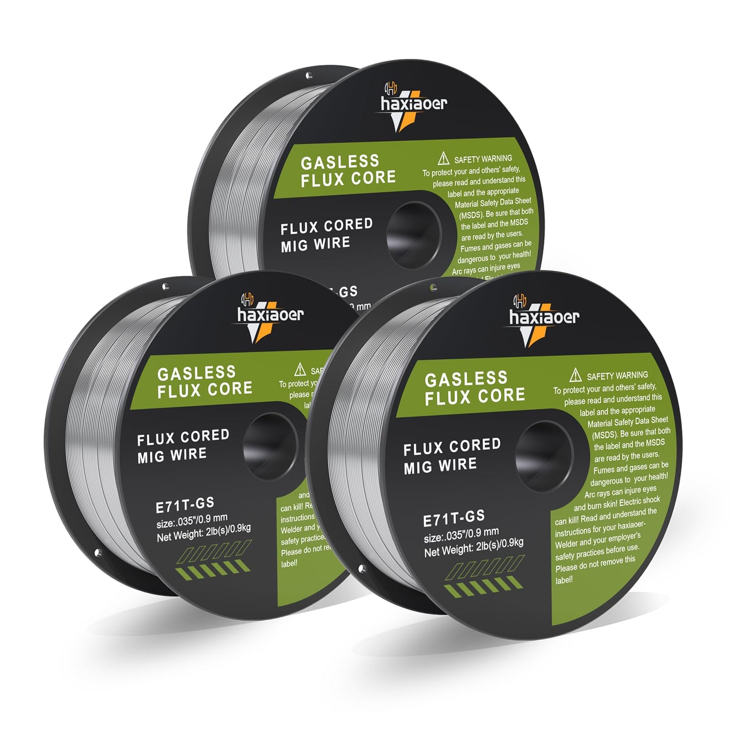 .035'' Flux Core Welding Wire, E71T-GS Gasless MIG Welding Wire 2 Pounds 3 Pack for All Position Arc Welding and Outdoor Use
