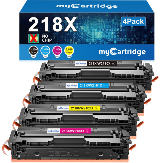 218X Toner Cartridges 4 Pack High Yield (No Chip) Compatible Replacement for HP 218X 218A for Color Laserjet Pro 3201dw MFP 3301fdw 3301cdw 3301sdw Printer Ink W2180X W2180A (BCMY, 4-Pack)