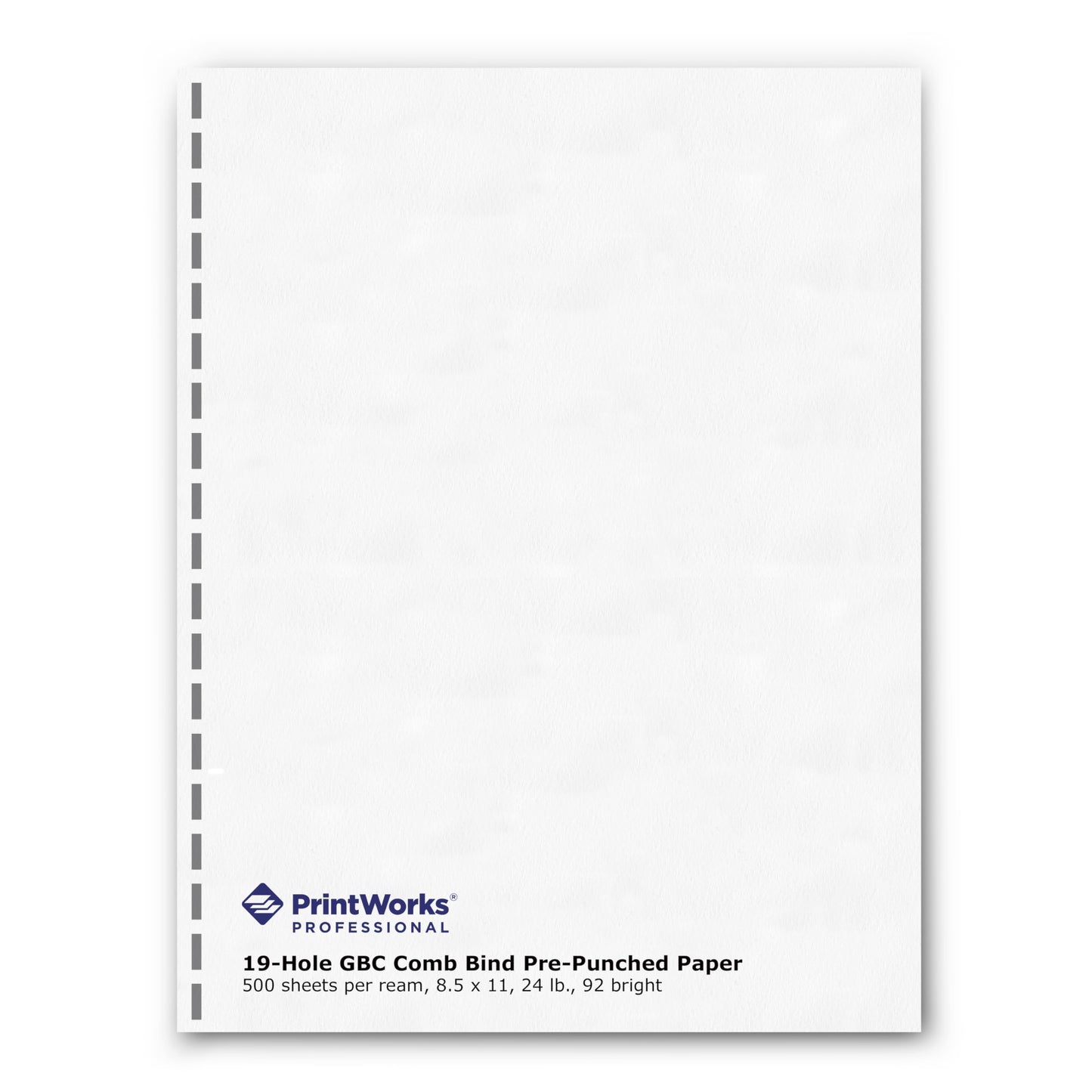 PrintWorks Professional GBC 19 Hole Comb Binding Pre-Punched Paper - Book Binding Printer Paper - Made in the USA - 500 Sheets - 8.5" x 11" - 24 lb - 92 Bright White (04329)