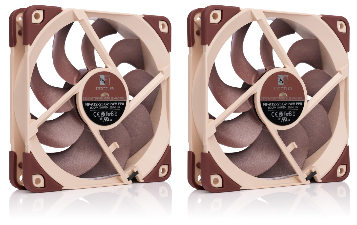 Noctua NF-A12x25 G2 PWM Sx2-PP, Dual Fan Set for Push-Pull and Side-by-Side Applications (Brown)