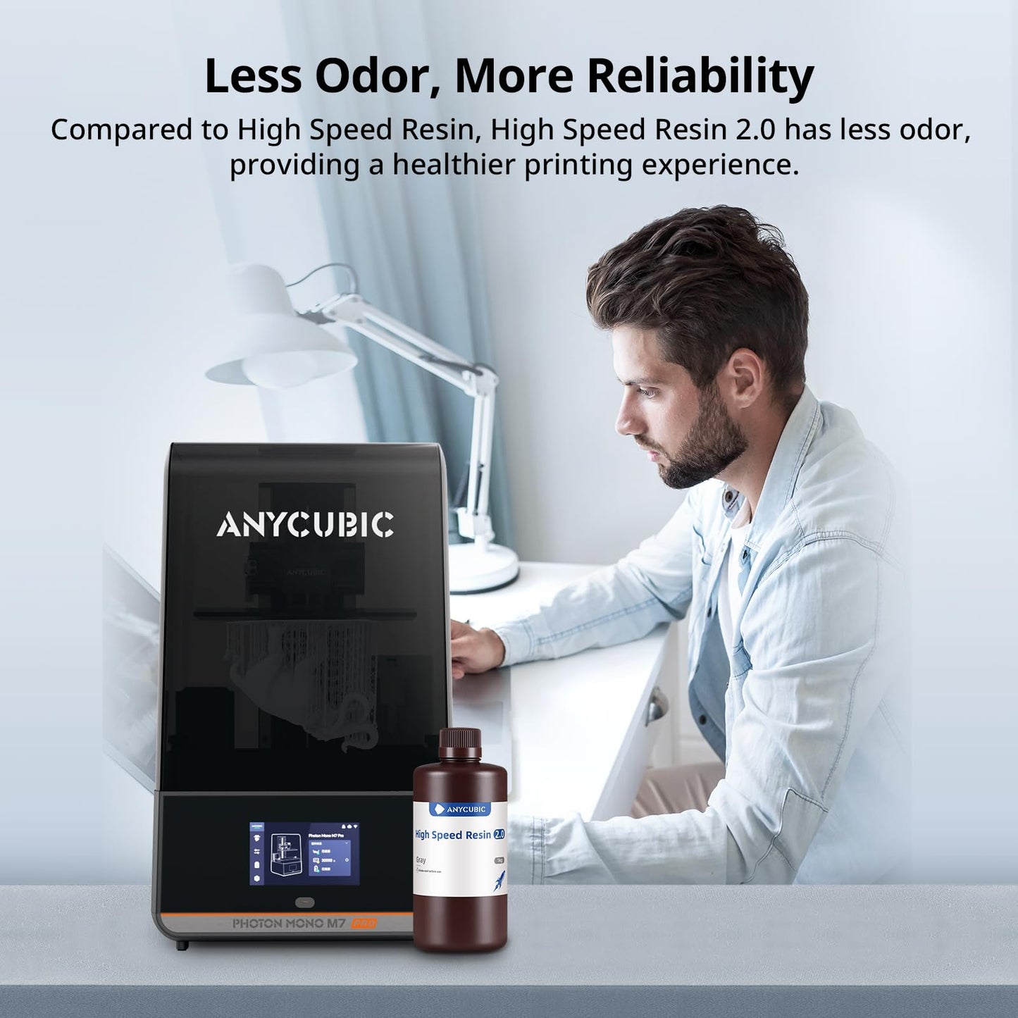 ANYCUBIC High Speed 3D Printer Resin 2.0, Print Up to 3X Faster, Special Photon Mono M5s/M7 Series, Particularly Apply for Large-Size 3D Printing Models, Low Odor (High Speed Grey, 1kg)
