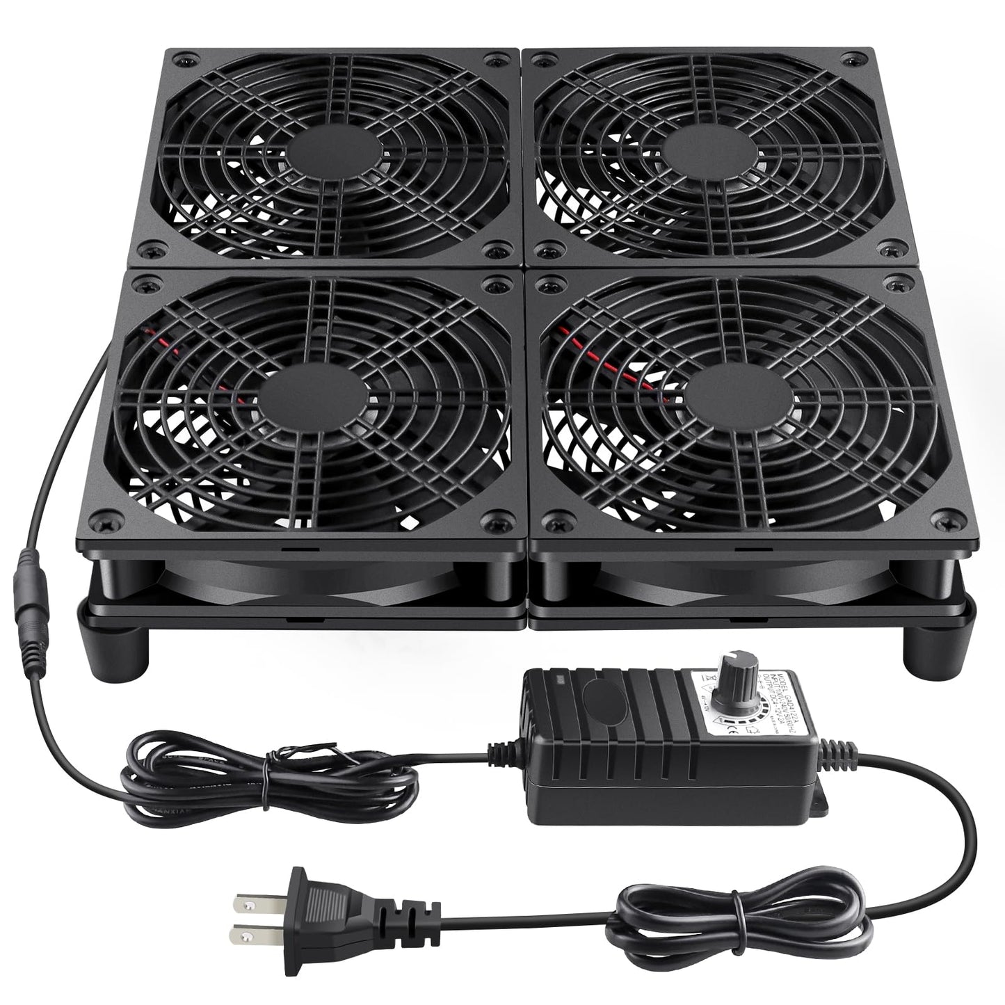Wathai 120mm x 4 Router TV Box Fan 110v - 240v Big Airflow with Speed Control for DIY Gaming Consoles, Amplifiers, Xbox, Laptop Stand, Mining Machines Devices Cooling