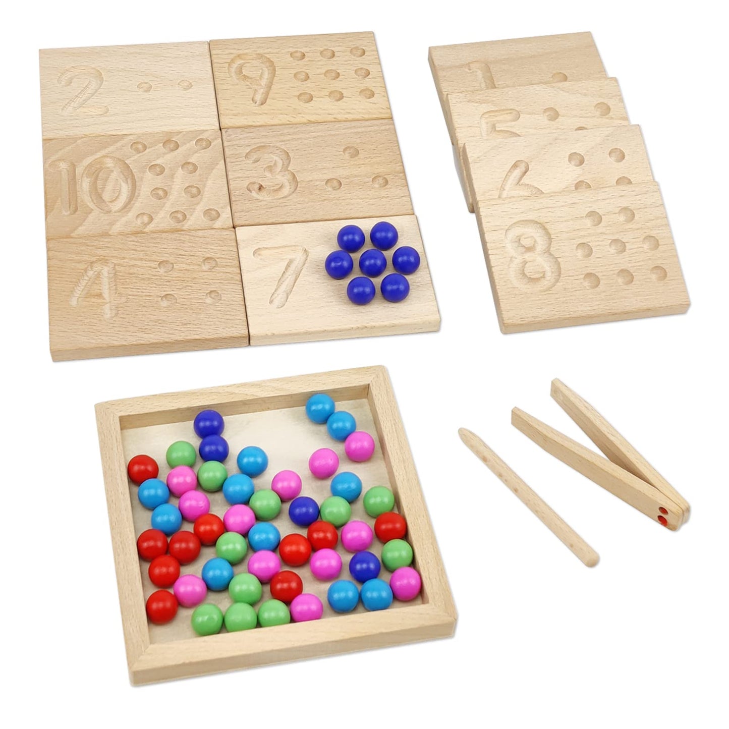 Wooden Number Tracking Board Set, Montessori Toys for Toddlers, Math Pendants, Preschool Learning and Math Learning Game for Kids