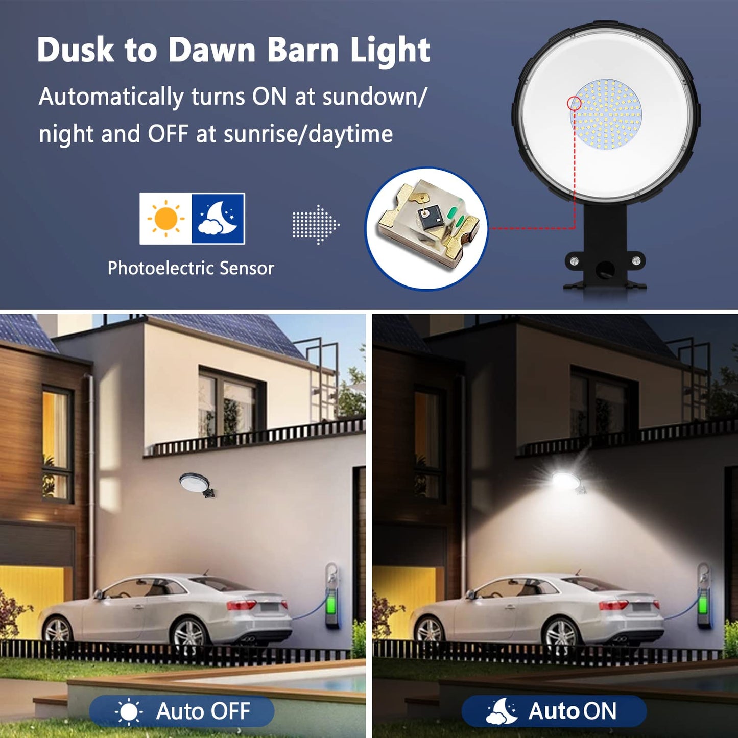 LED Barn Light, Dusk to Dawn Outdoor Lighting with 100W 10000LM 5000K Daylight, IP65 Waterproof Outdoor Security Lights for Garage Yard Street Warehouse Use