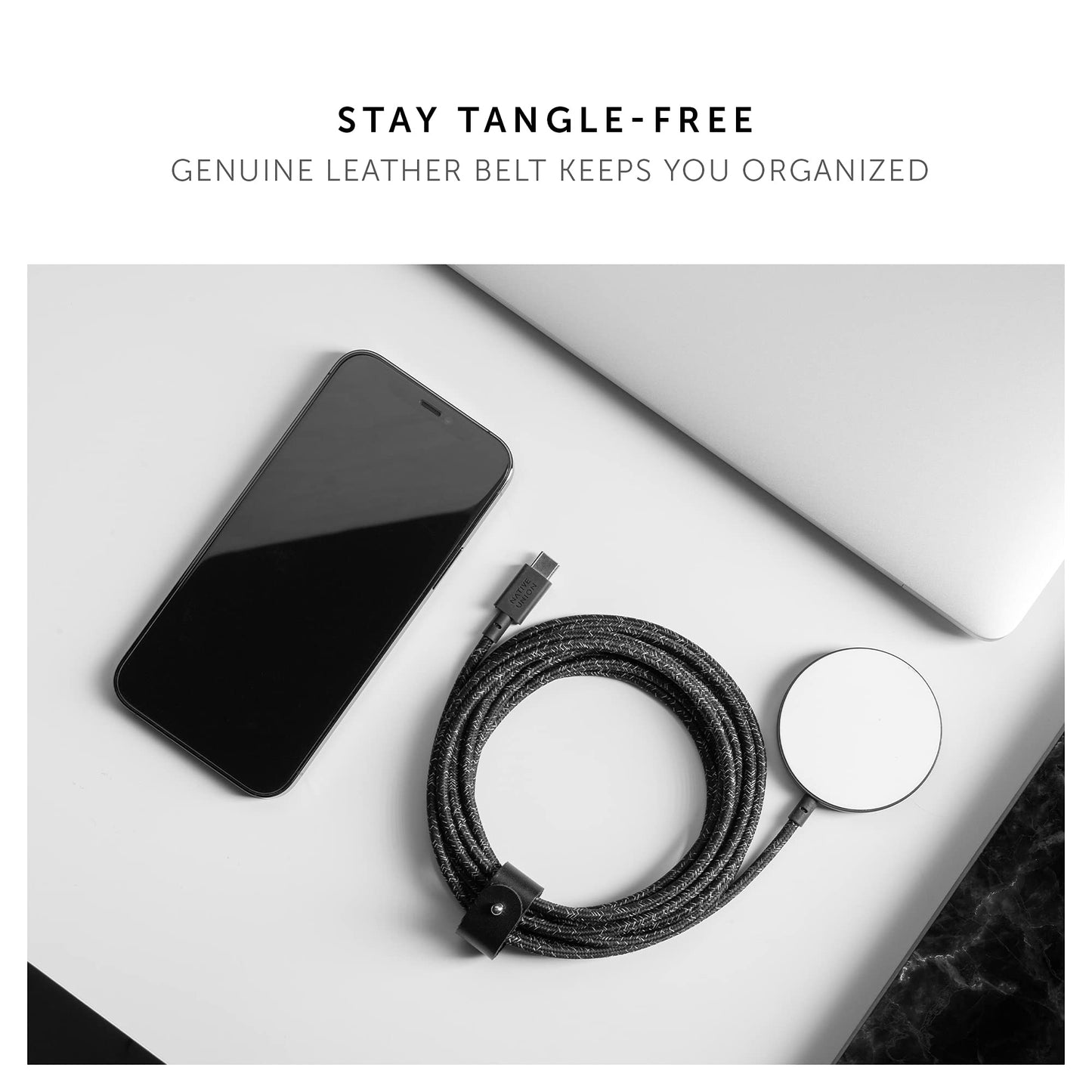 Native Union Snap Magnetic Wireless Charger – MagSafe Charging for iPhone 16, 16 Plus, 16 Pro, 16 Pro Max – Built-in 10ft / 3m USB-C Cable – 15W Fast-Charging for Qi-Compatible Devices (Cosmos)