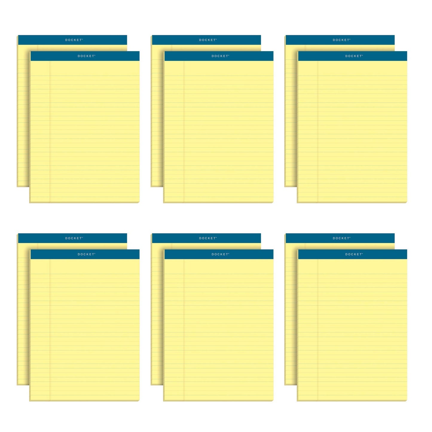 TOPS Docket Writing Pads, 8-1/2" x 11-3/4", Legal Rule, Canary Paper, 50 Sheets, 12 Pack (63400)