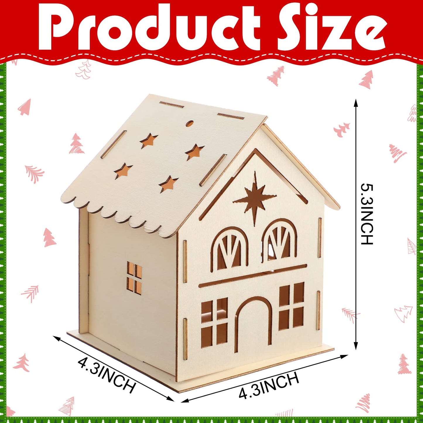 Kathfly 18 Sets Wooden Christmas Houses and Watercolor Pens, Christmas Graffiti Crafts Gingerbread Wooden Houses Christmas Tree Ornaments for Kids DIY Paint Art