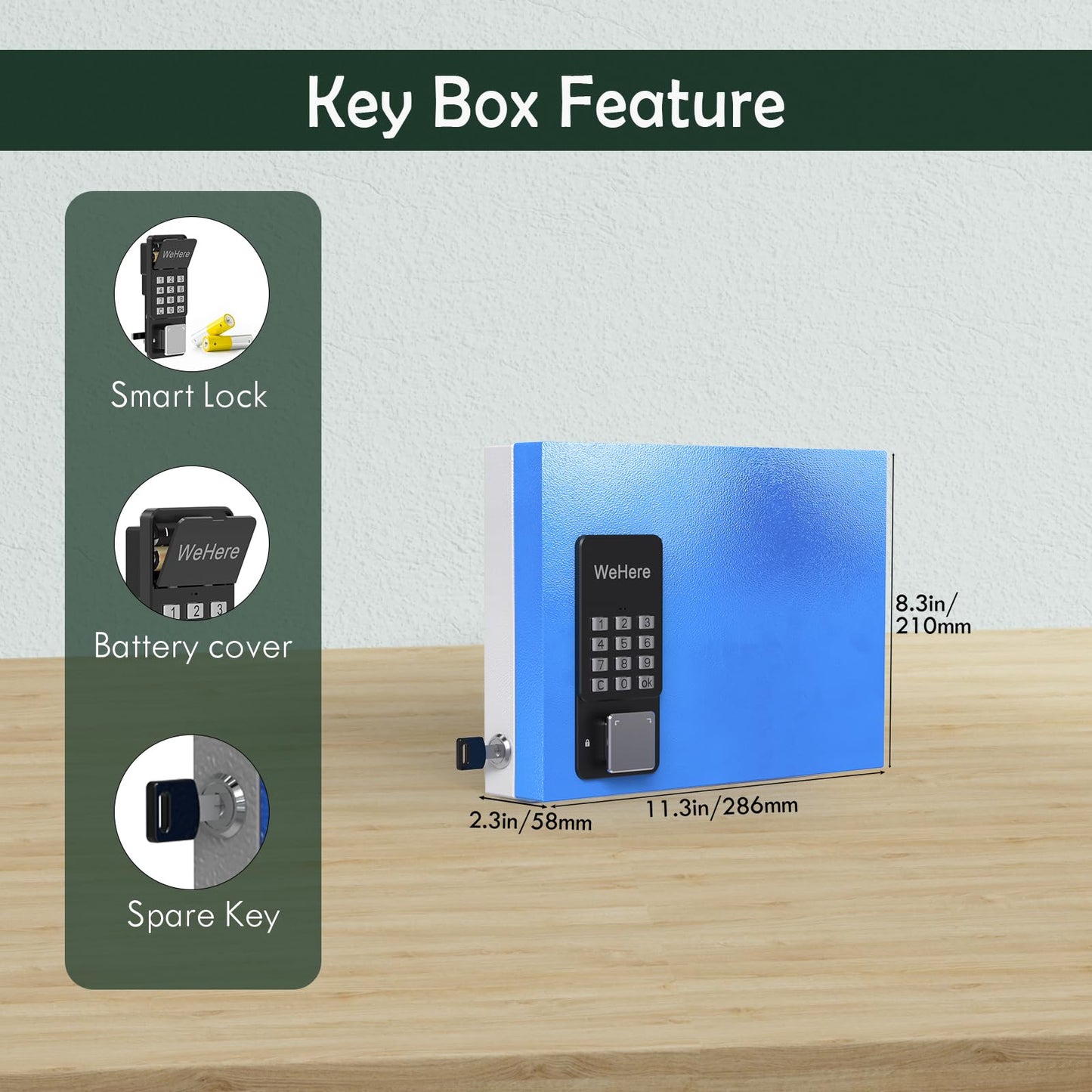 WeHere 16 Key Lock Box Wall Mount, APP Bluetooth/One Time Password Share/Wi-Fi Remote/Fixed Code/Key Unlock, Smart Key Cabinet, Key Organizer Box for Apartment, Hotel, Office, House Key Manage