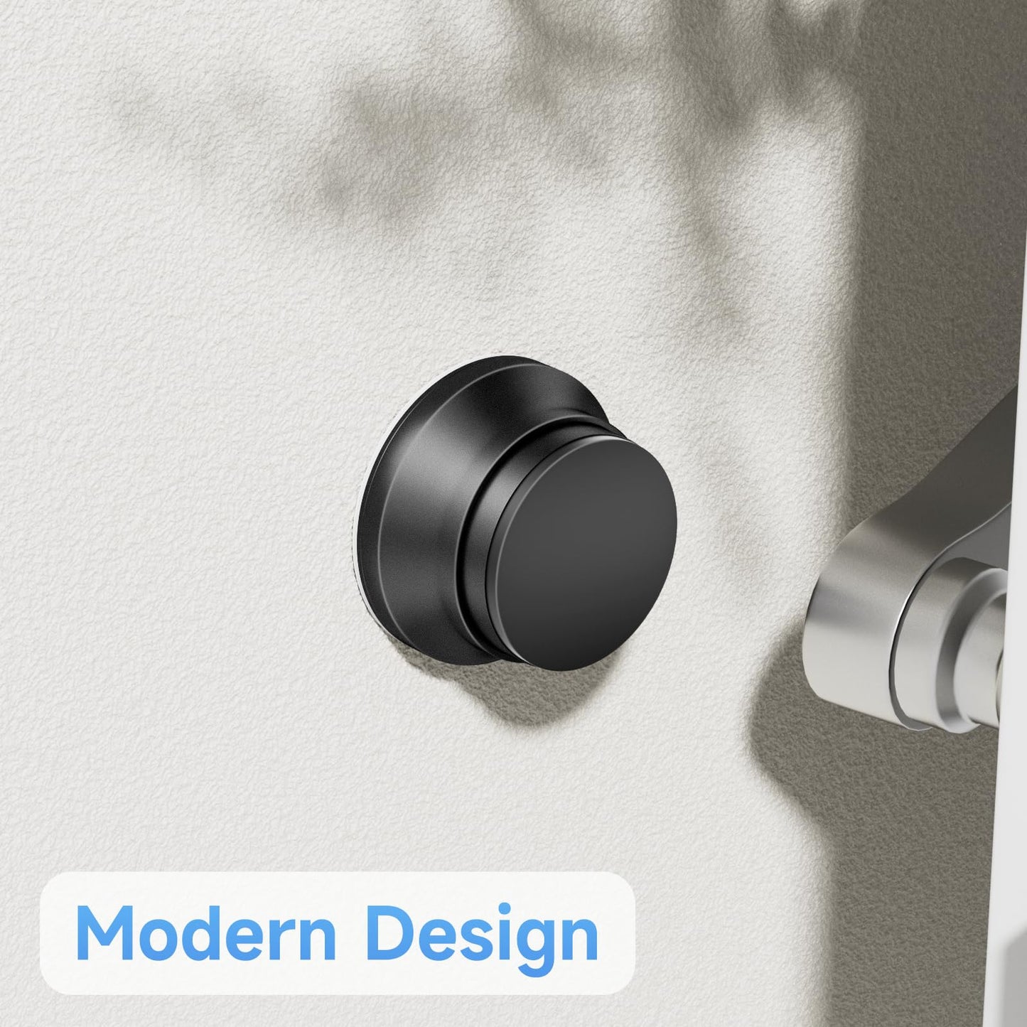 4PC Door Stoppers for Wall, 1.65 x 0.9 Inch Door Knob Wall Protector with Silicone & Aluminum Alloy, Adhesive & Screw Mounting Door Bumper for Home & Office Walls, Black