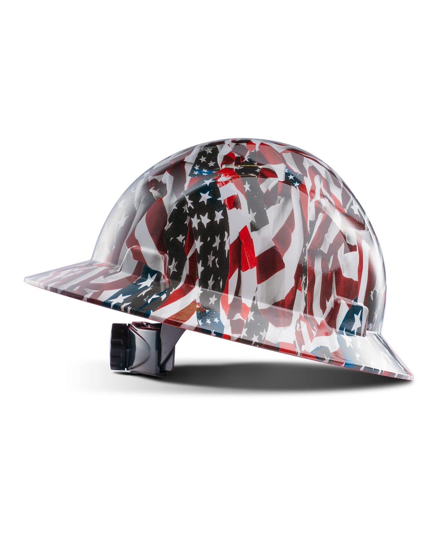 LANON Full Brim Hard Hat, OSHA Construction Work Approved, Premium American Flag Design, FRP Safety Helmet with 4 Point Adjustable Ratchet Suspension, Class C