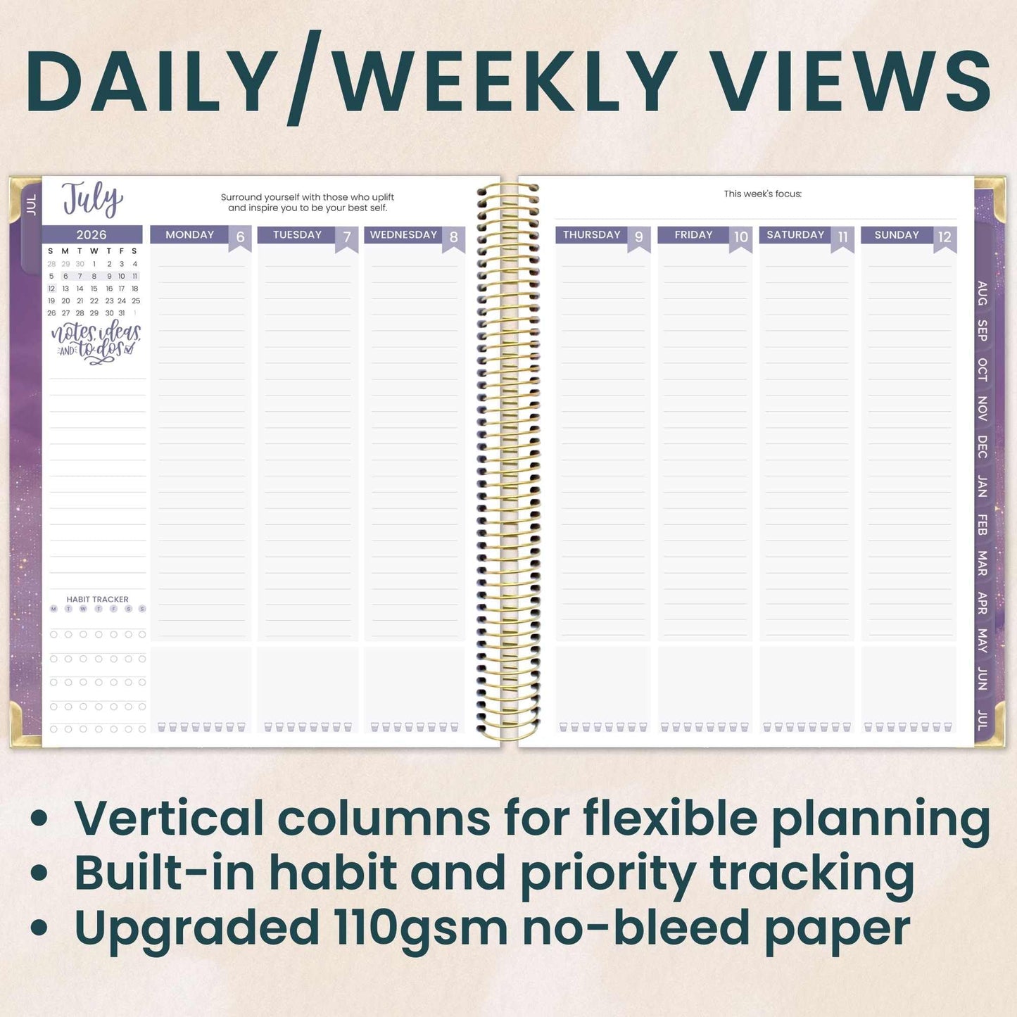 bloom daily planners 2026-2027 Hardcover Academic Year Goal & Vision Planner (July 2026 - July 2027) - 13 Months Weekly & Monthly Agenda Organizer - 7.5" x 9" - Good Things Are Coming