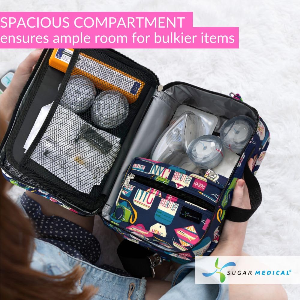 Sugar Medical Insulated Diabetes Travel Bag | Diabetic Care Products | Diabetic Supplies Case | Glucose Meter Case (Vaca All Day)