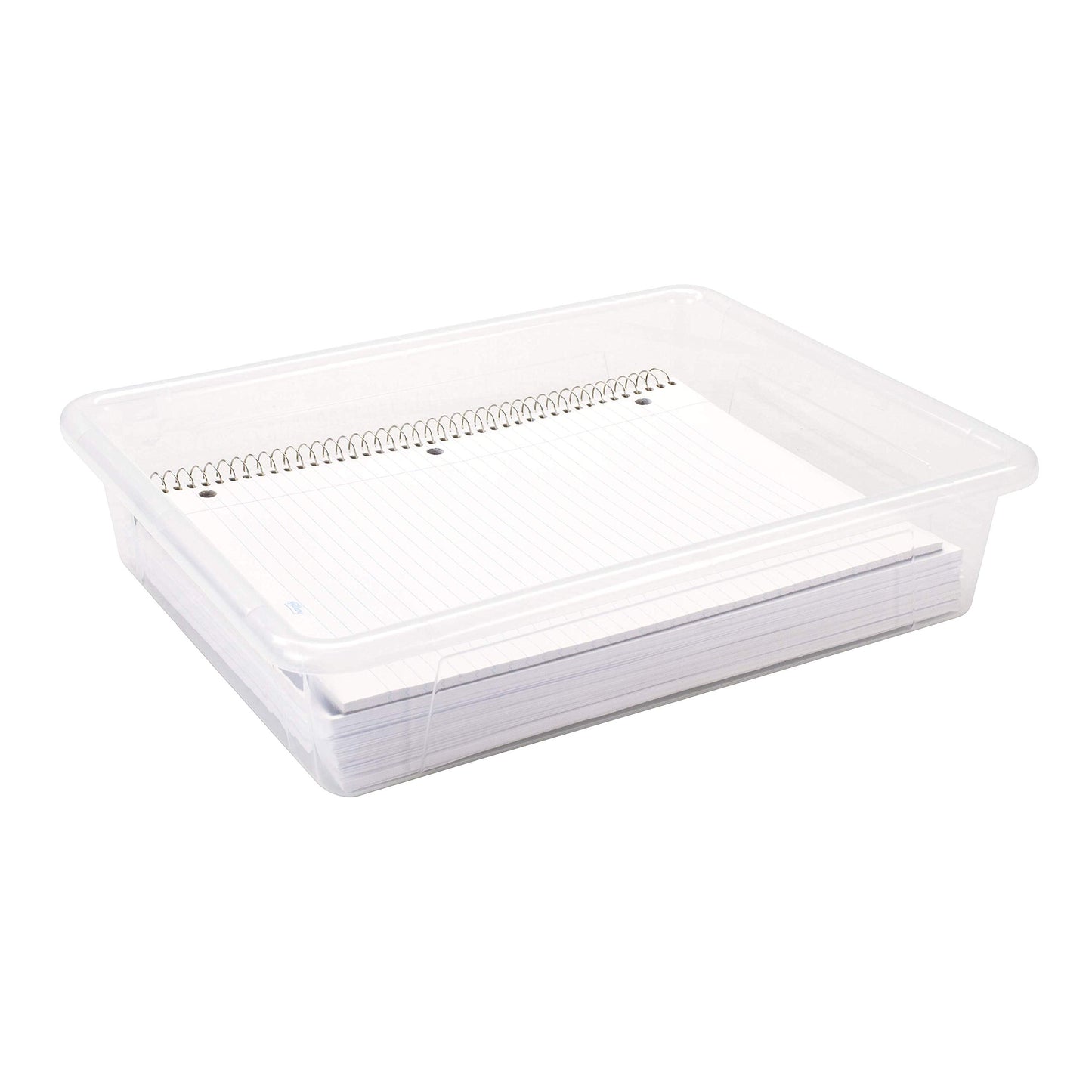 Storex Letter Size Flat Storage Tray – Organizer Bin for Classroom, Office and Home, Clear, 5-Pack (62531A05C), 10 x 13 x 3 Inches
