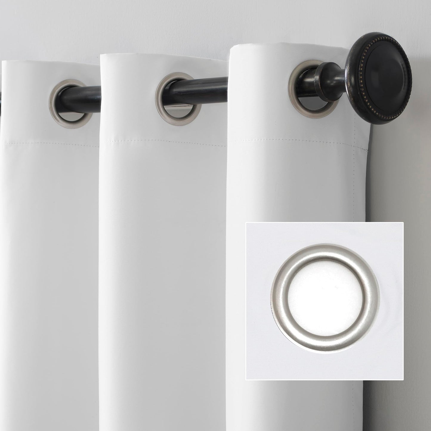 Sun Zero Columbia 2-Pack Thermal Energy Saving 100% Blackout Grommet Curtain Panel Pair, 50" x 84", Dove White
