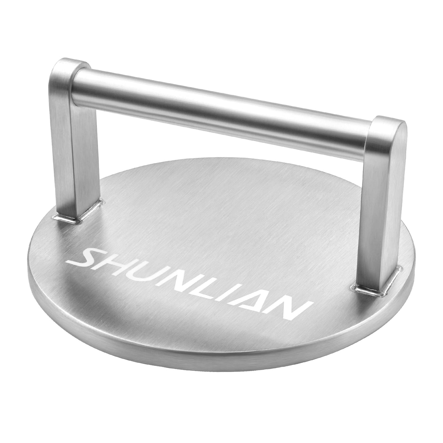 SHUNLIAN Smash Burger Press, 6 Inch Heavy Duty Burger Smasher Tool, 3.1lb Non-Stick Smooth Stainless Steel Grill Press for Flat Top Griddle, BBQ & Kitchen Use, Ground Beef, Meats, Bacon, Steak
