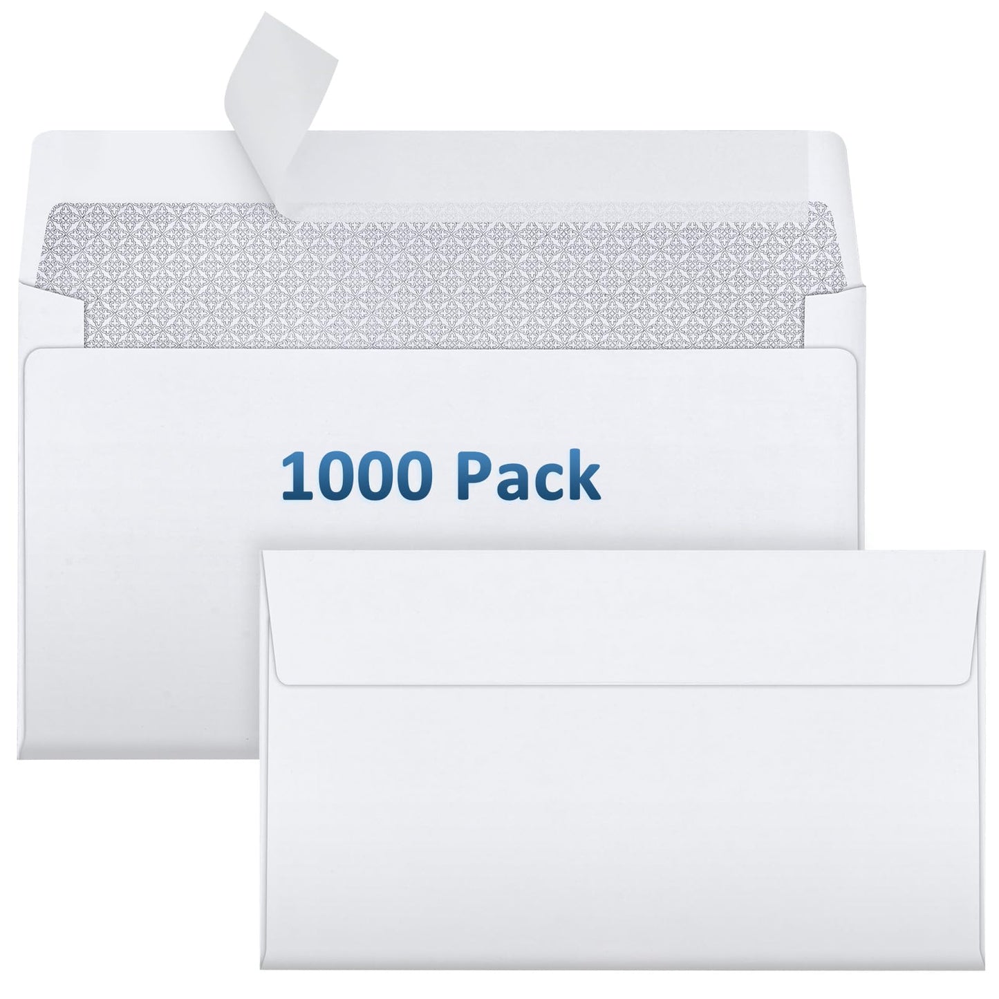 Outdoramic 1000 Pack #6-3/4 Security Envelopes Self Seal - 3-5/8 x 6-1/2 Inch White Business Envelopes Peel and Seal Closure, 28 LB Windowless Security Tinted Envelope Bulk