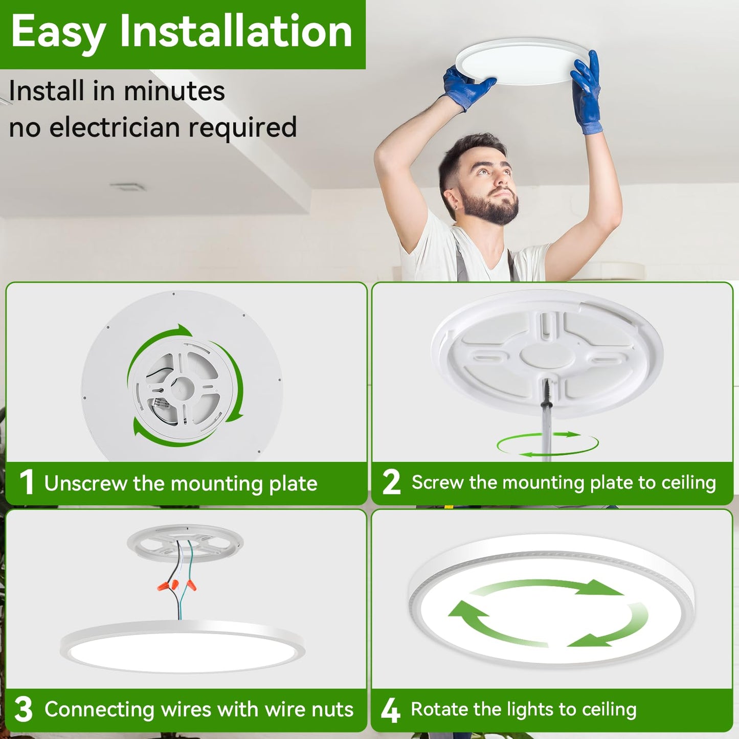LZHOME LED Ceiling Light, 9 Inch Led Flush Mount Ceiling Light 2800LM 3000K/4500K/6000K 3CCT Dimmable for Kitchen,Bedroom,Living Room(6 Pack, White)…